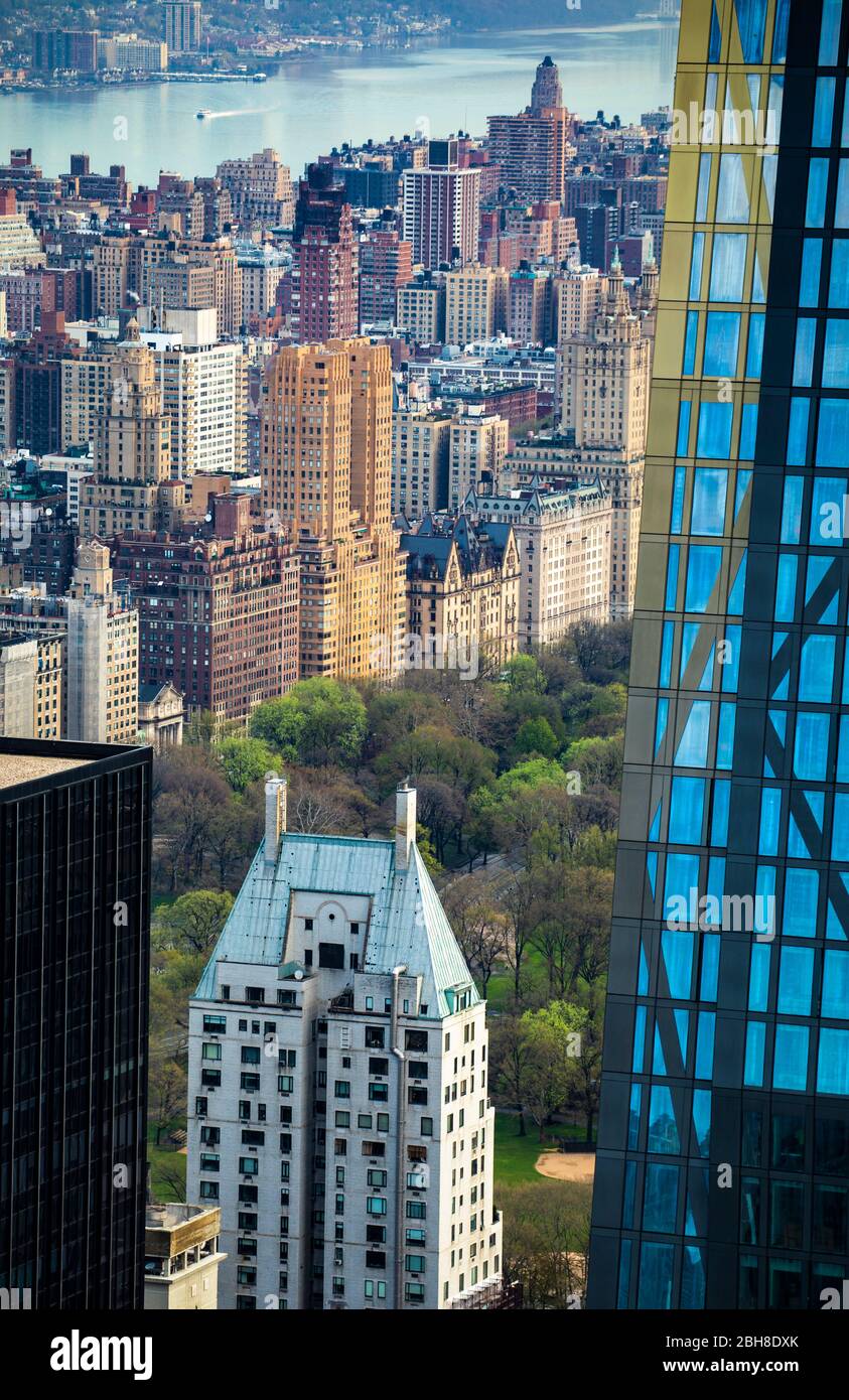 USA, New York City, Manhattan, den Central Park und den Hudson River. Stockfoto