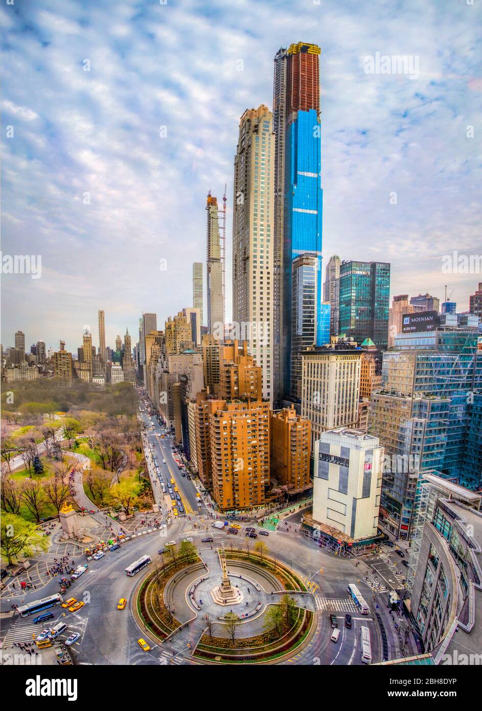 USA, New York City, Manhattan, MIdtown, Columbus Circle und Central Park Stockfoto