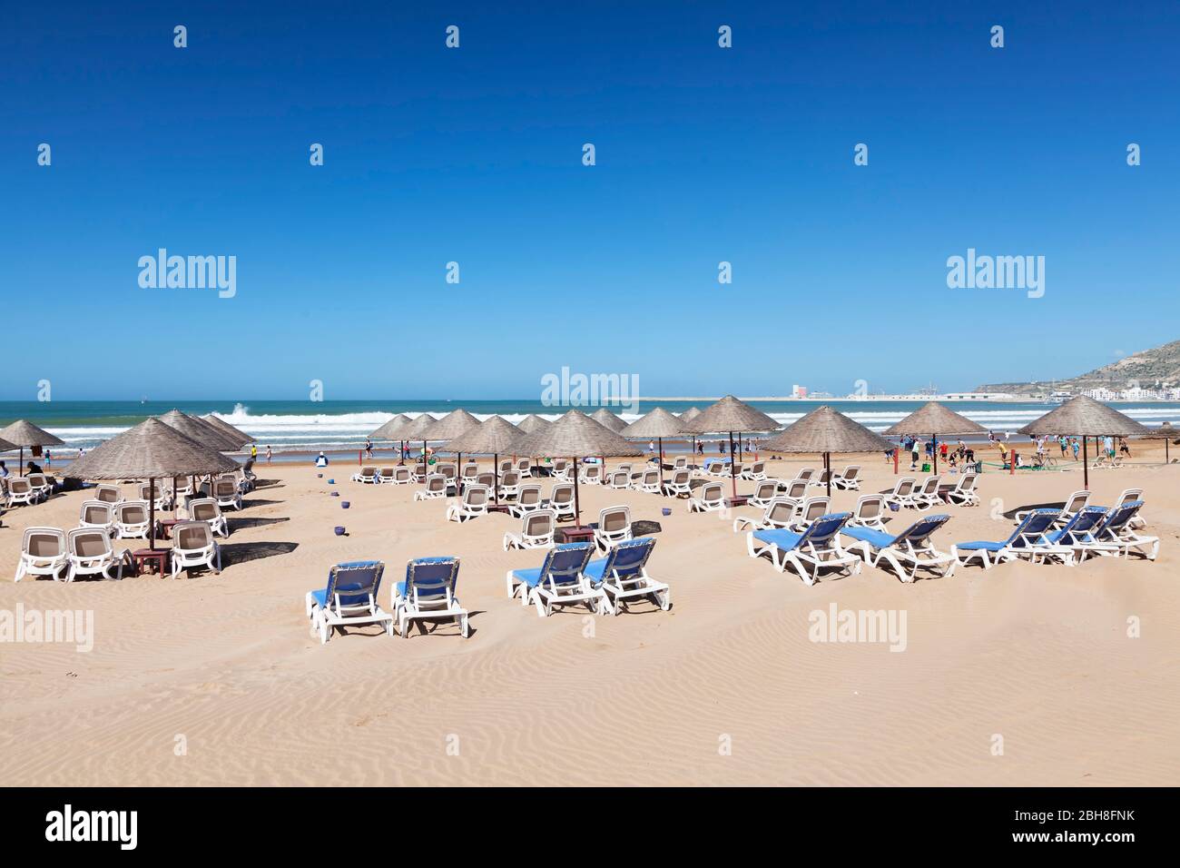 Strand von Agadir, Al-Magreb, Marokko, Afrika Stockfoto