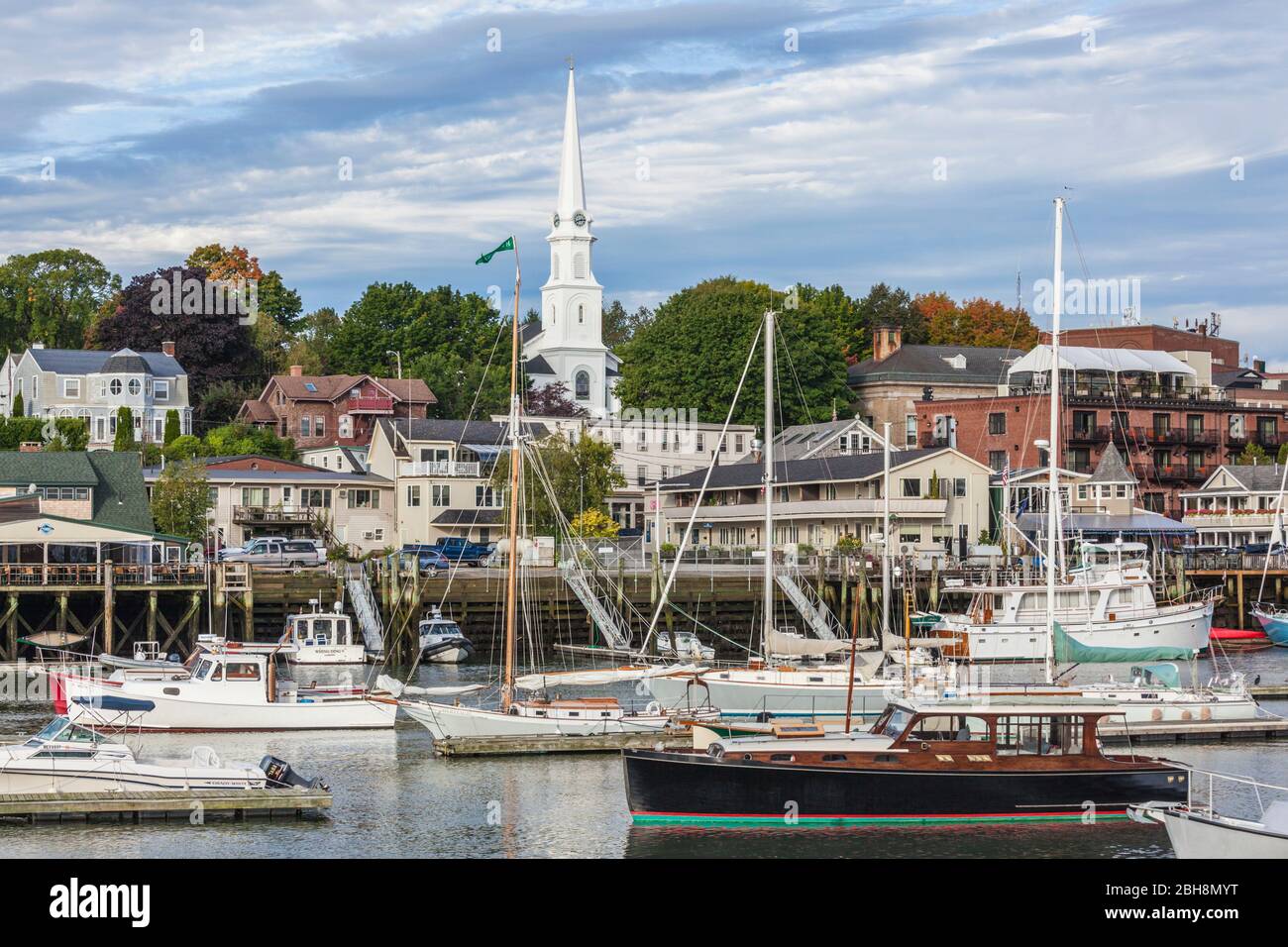USA, Maine, Camden, Camden Harbor, Morning Stockfoto