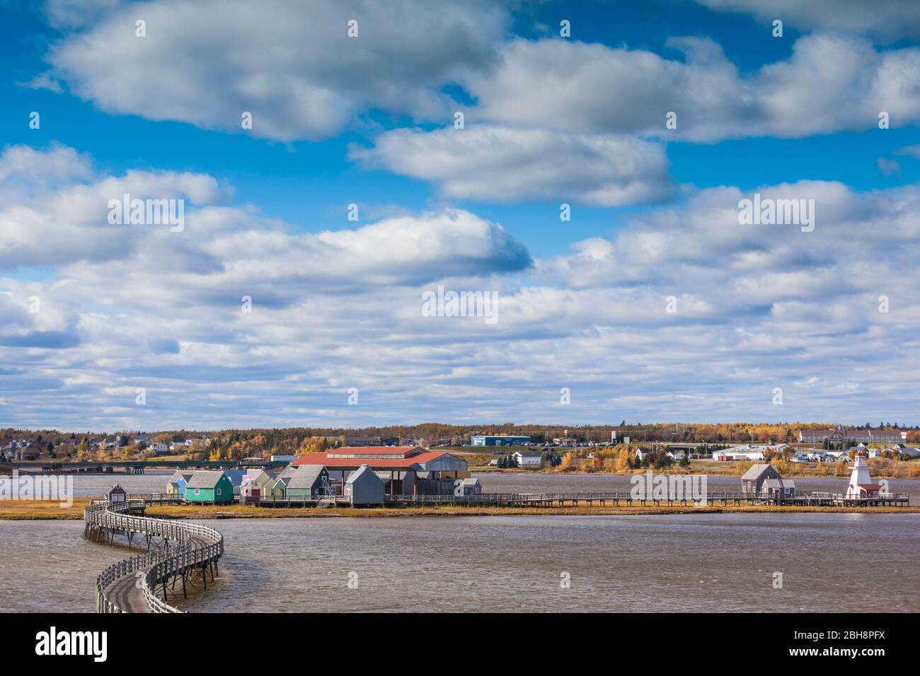 Kanada, New Brunswick, Northumberland Strait, Bouctouche, Le Pays de la Sagouine, rekonstruiertes Dorf mit Geschichte am Wasser von Acadian Stockfoto