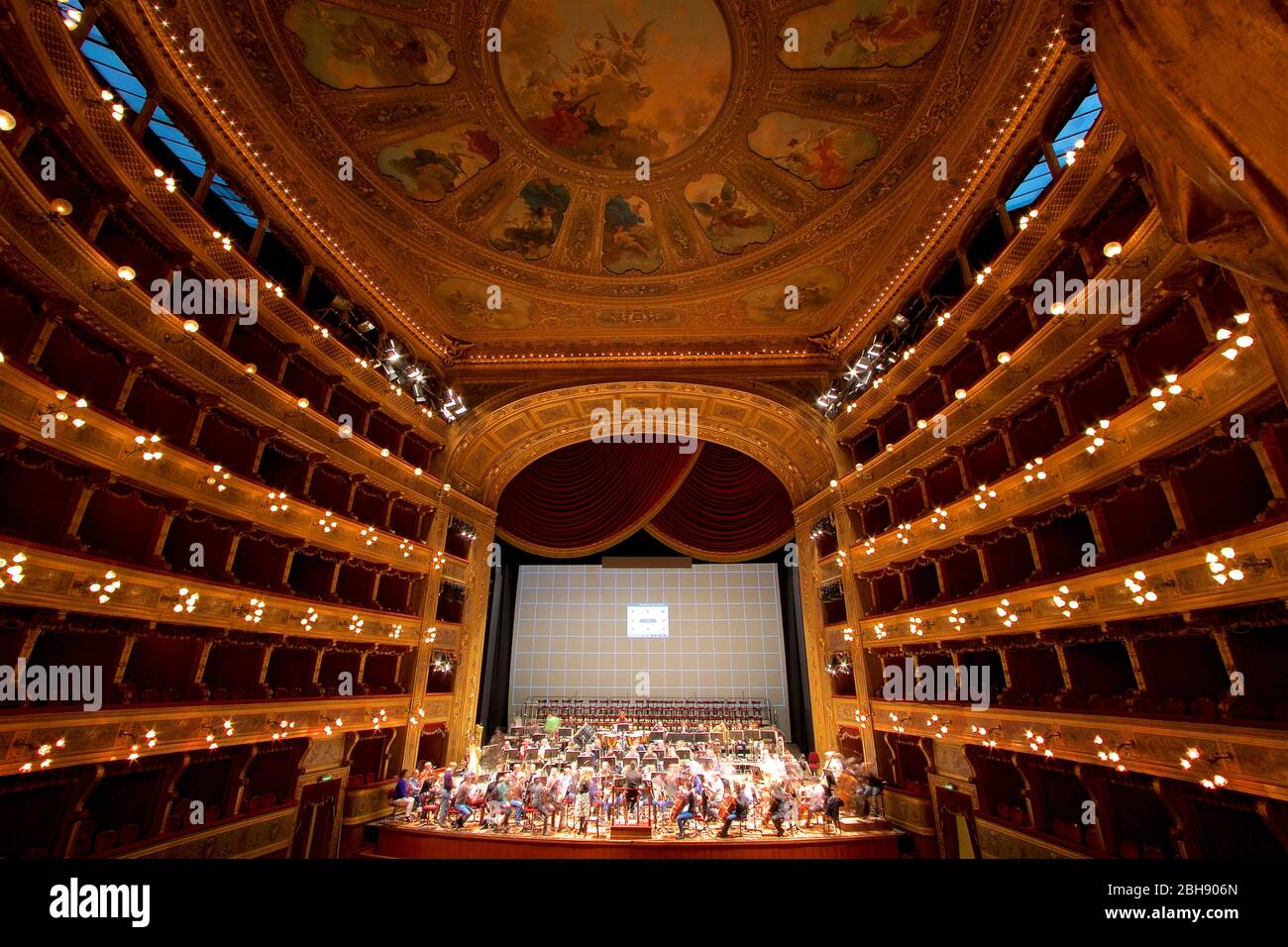 Palermo, Altstadt, Teatro Massimo, Auditorium, Super Wide Angle, Orchester, Stockfoto