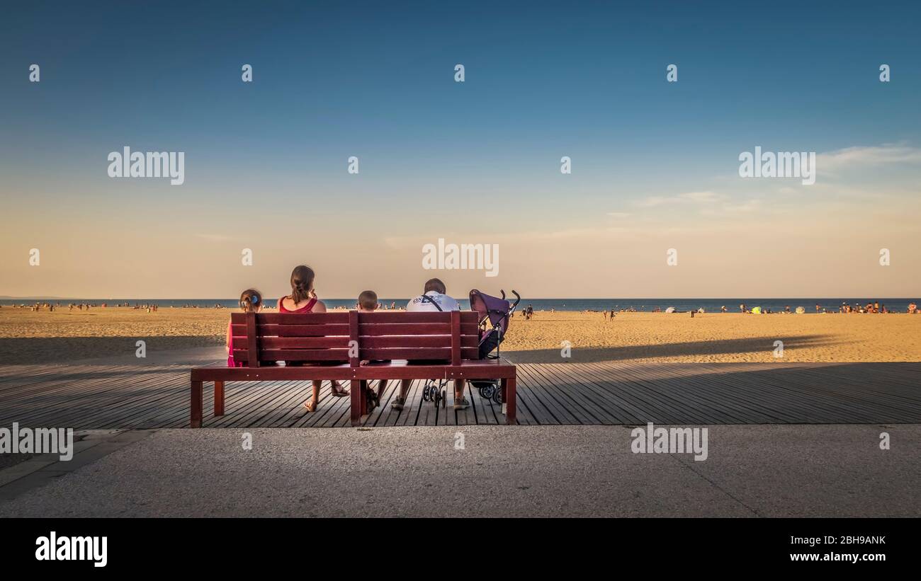 La Franqui Strand im Sommer in Leucate Stockfoto