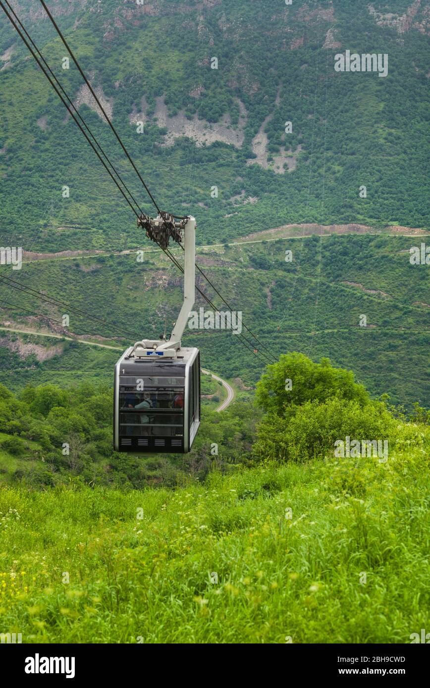 Armenien, Tatev, Flügel der Tatev Aerial Tramway, weltweit längste Seilbahn Stockfoto