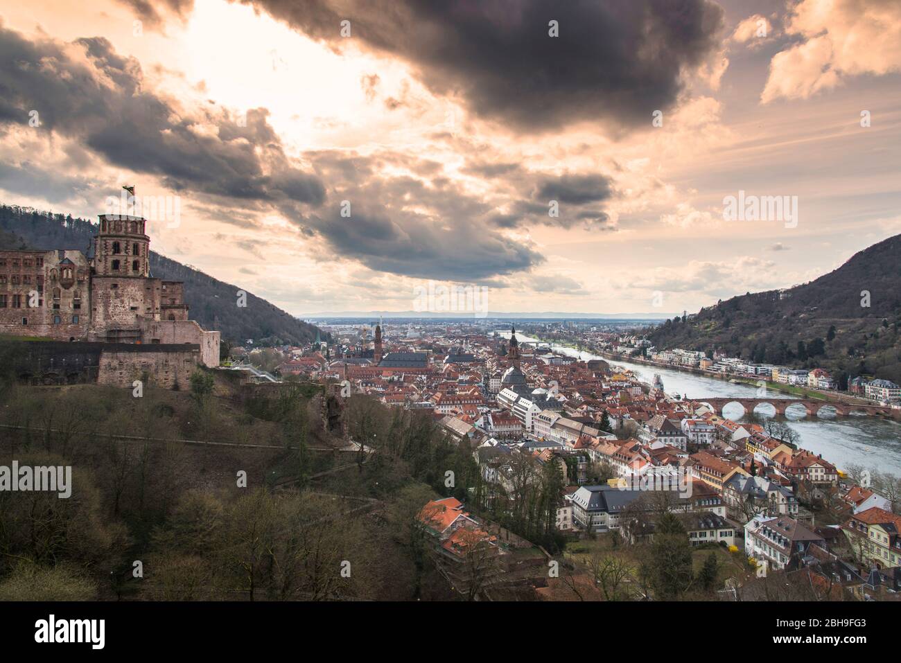 Fassade der Burgruine Heidelberg, Baden-Württemberg Stockfoto