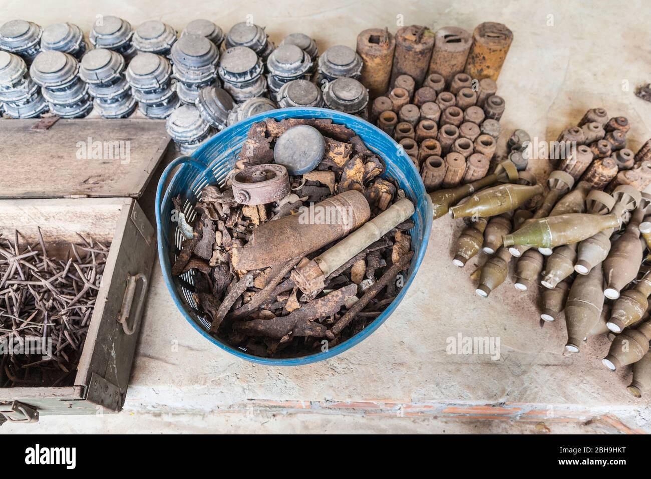 Kambodscha, Siem Reap, Landmine Museum, betrieben von Unexploded Ordnance Organisation, Landminen Stockfoto