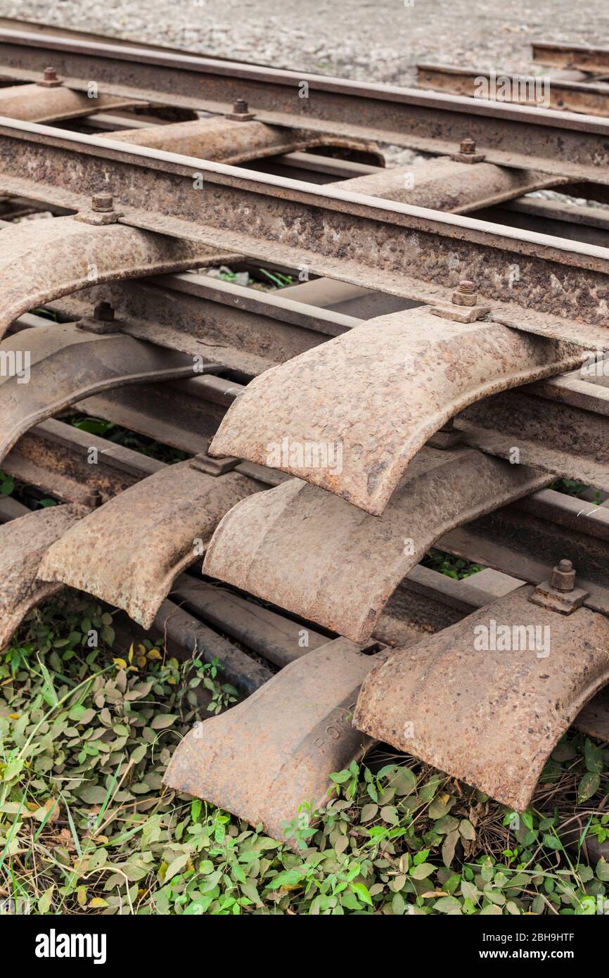Kambodscha, Battambang, Battambang Bahnhof, Bahnschienen Stockfoto