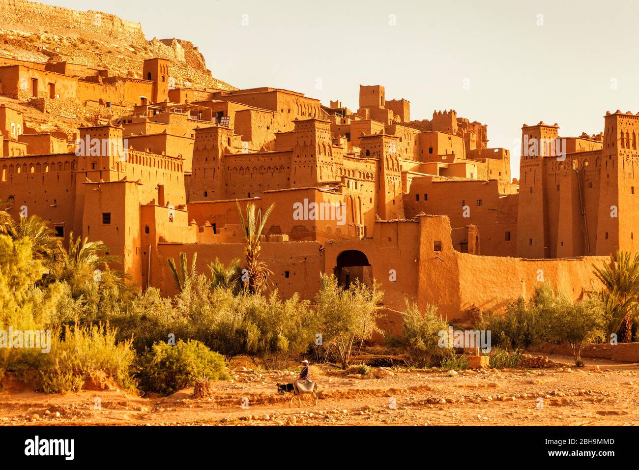 Kasbah Ait-Benhaddou, UNESCO Weltkulturerbe, Atlas, Atlasgebirge, bei Ouarzazate, Marokko, Al-Magreb, Afrika, Stockfoto