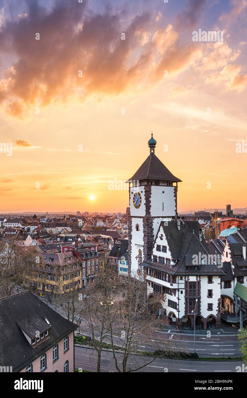 Sonnenuntergang in Freiburg im Breisgau, Deutschland Stockfoto