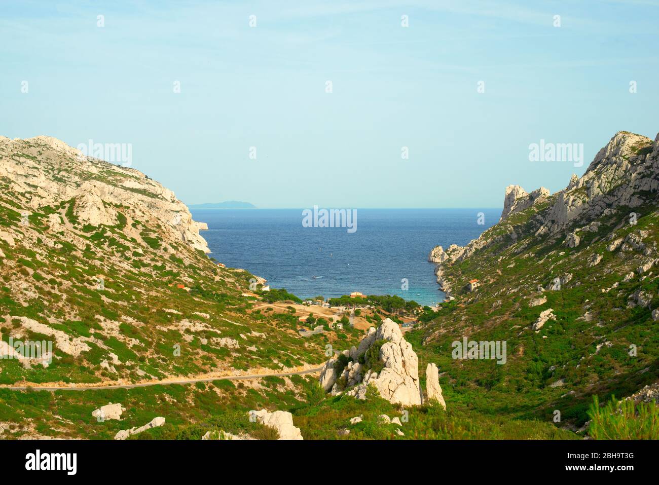 Küstenlandschaft zwischen Cassis und Marseille, Calanques Stockfoto