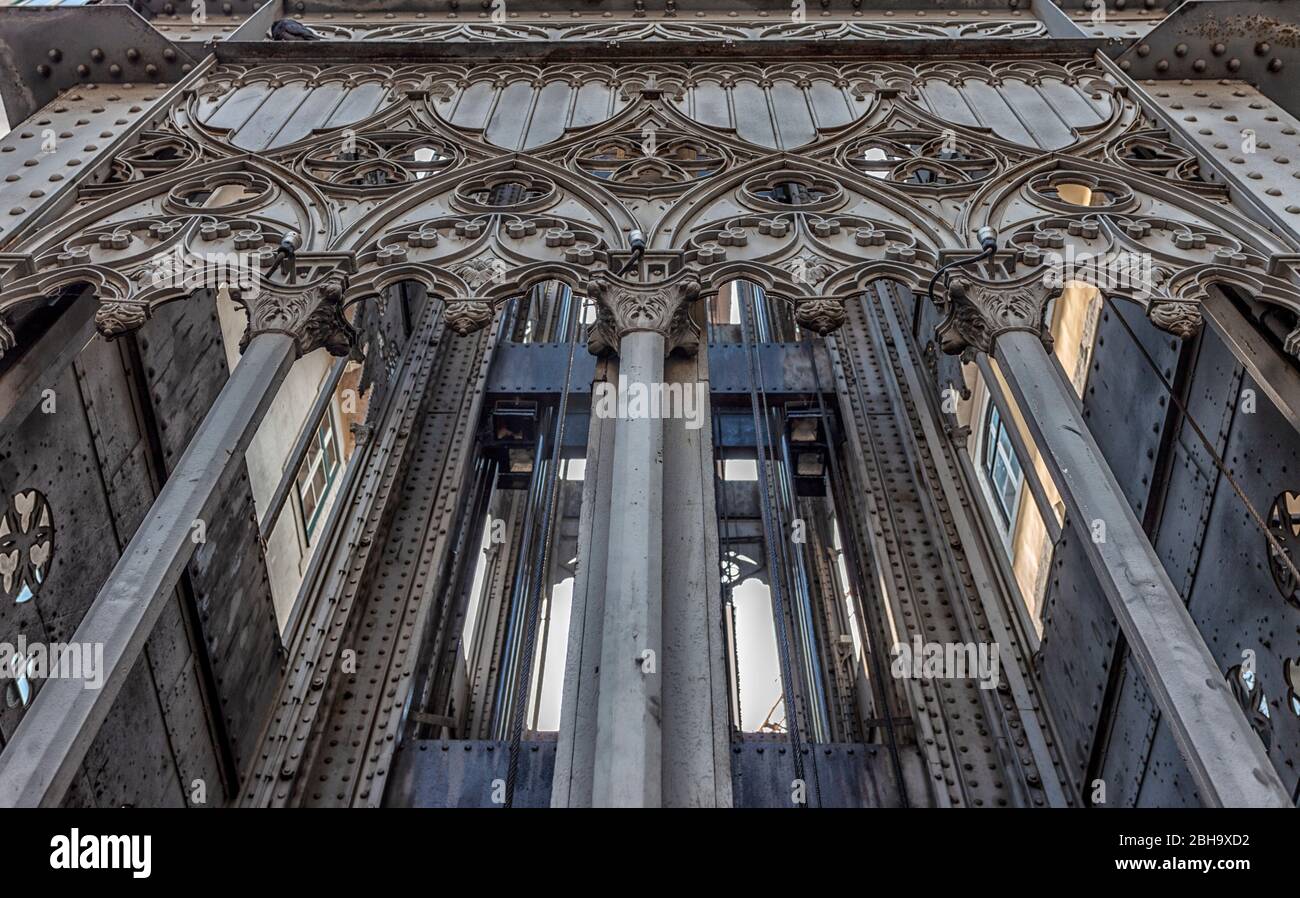 Detial des Lifts von Carmo, Lissabon Stockfoto