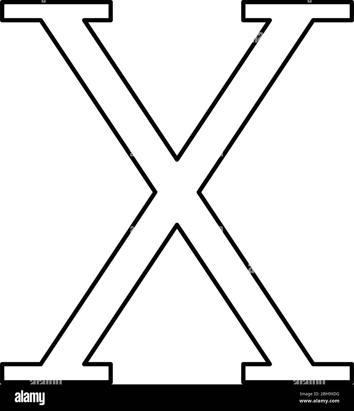 Chi griechisch Symbol Großbuchstaben Großbuchstaben Schrift Symbol Umriss schwarz Farbe Vektor Illustration flach Stil einfaches Bild Stock Vektor