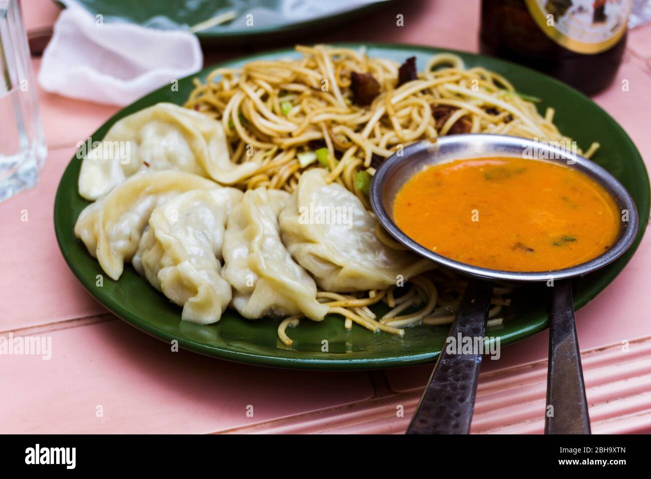 Lokale Küche in Nepal, Momos, Stockfoto