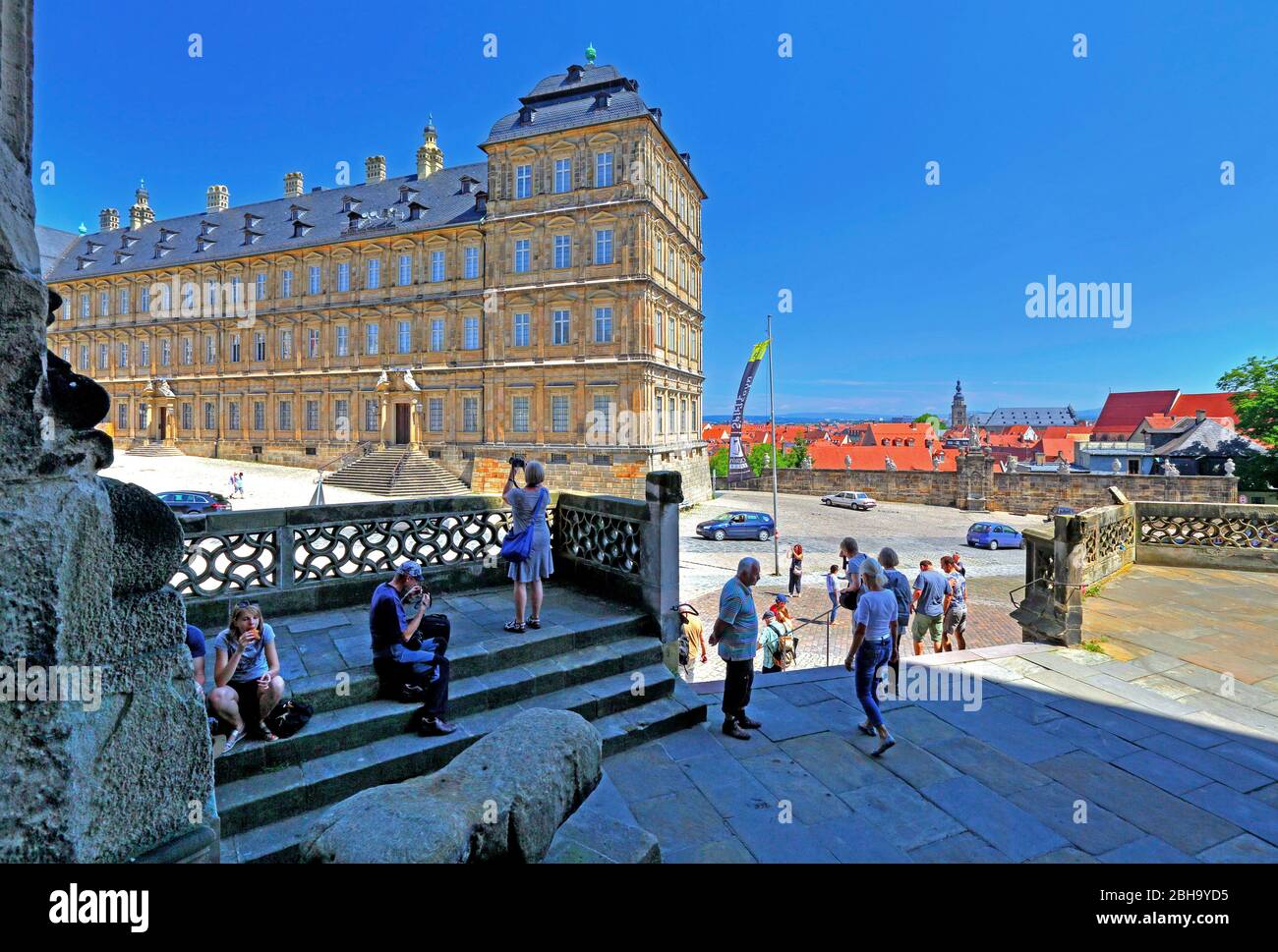 Neue Residenz über der Altstadt, Bamberg, Oberfranken, Franken, Bayern, Deutschland, UNESCO-Weltkulturerbe Stockfoto