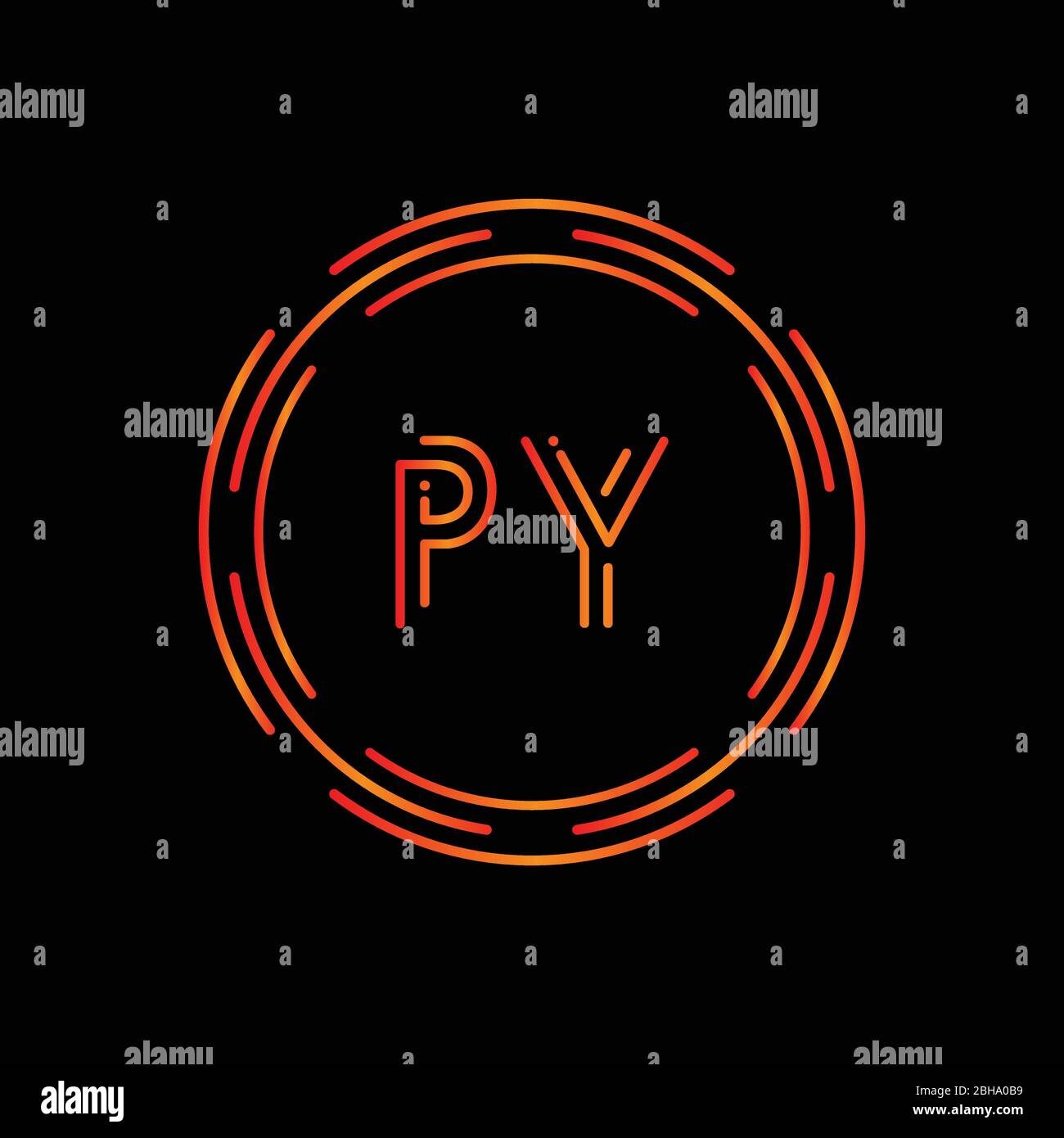 Initial PY Logo Design Vector Template. PY Schreiben Logo Design Stock