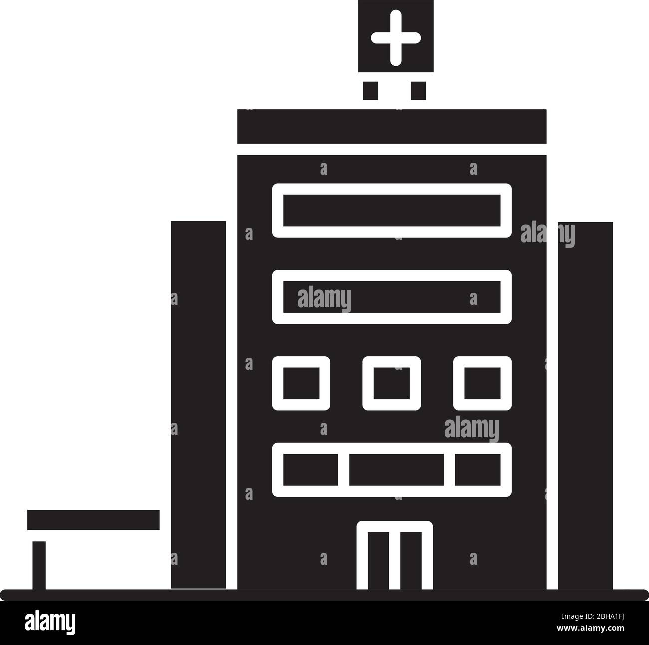 Schwarzes Glyphen-Symbol des Krankenhauses Stock Vektor