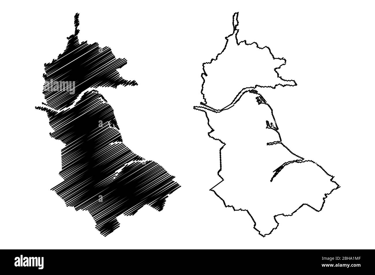 Linz City (Republik Österreich, Oberösterreich) Karte Vektor-Illustration, Skizze Stadt Linz Karte Stock Vektor