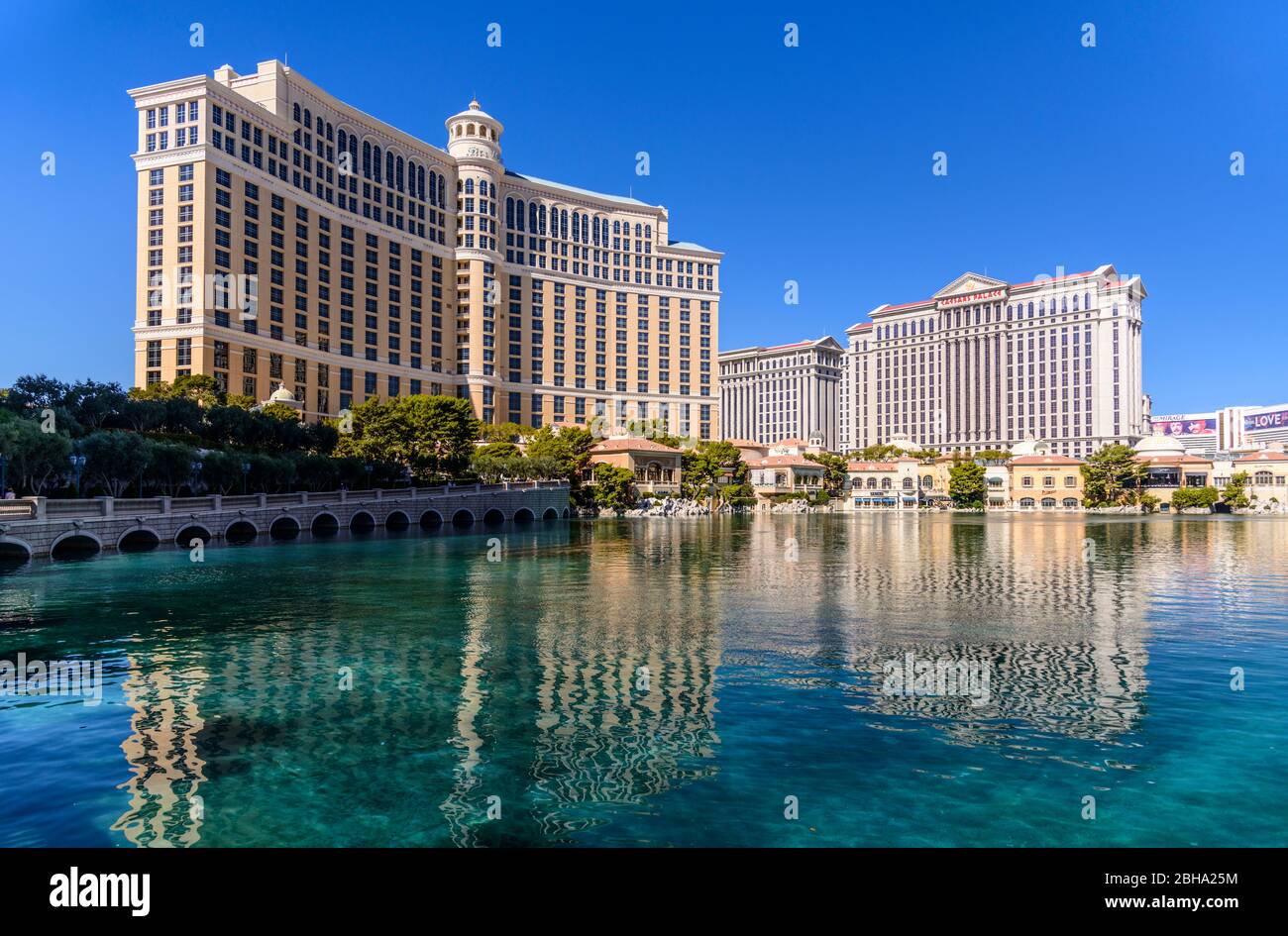 USA, Nevada, Clark County, Las Vegas, Las Vegas Boulevard, The Strip, Hotel Bellagio, Caesars Palace Stockfoto