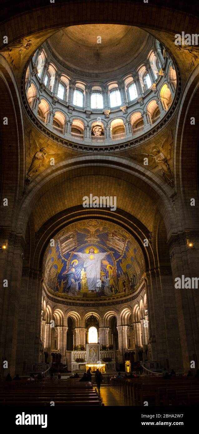 Innenraum der Basilique Du Sacre Coeur, Paris, Frankreich Stockfoto