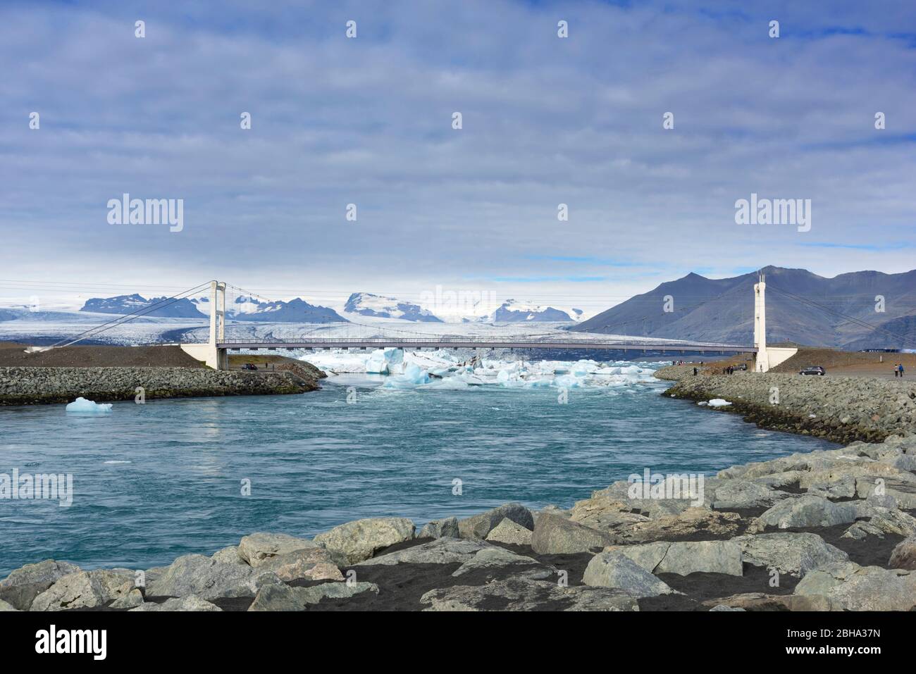 Gletscher, Berge, Gletscherzunge, Luftaufnahme, Skaftafelljökull, Insel, Europa Stockfoto
