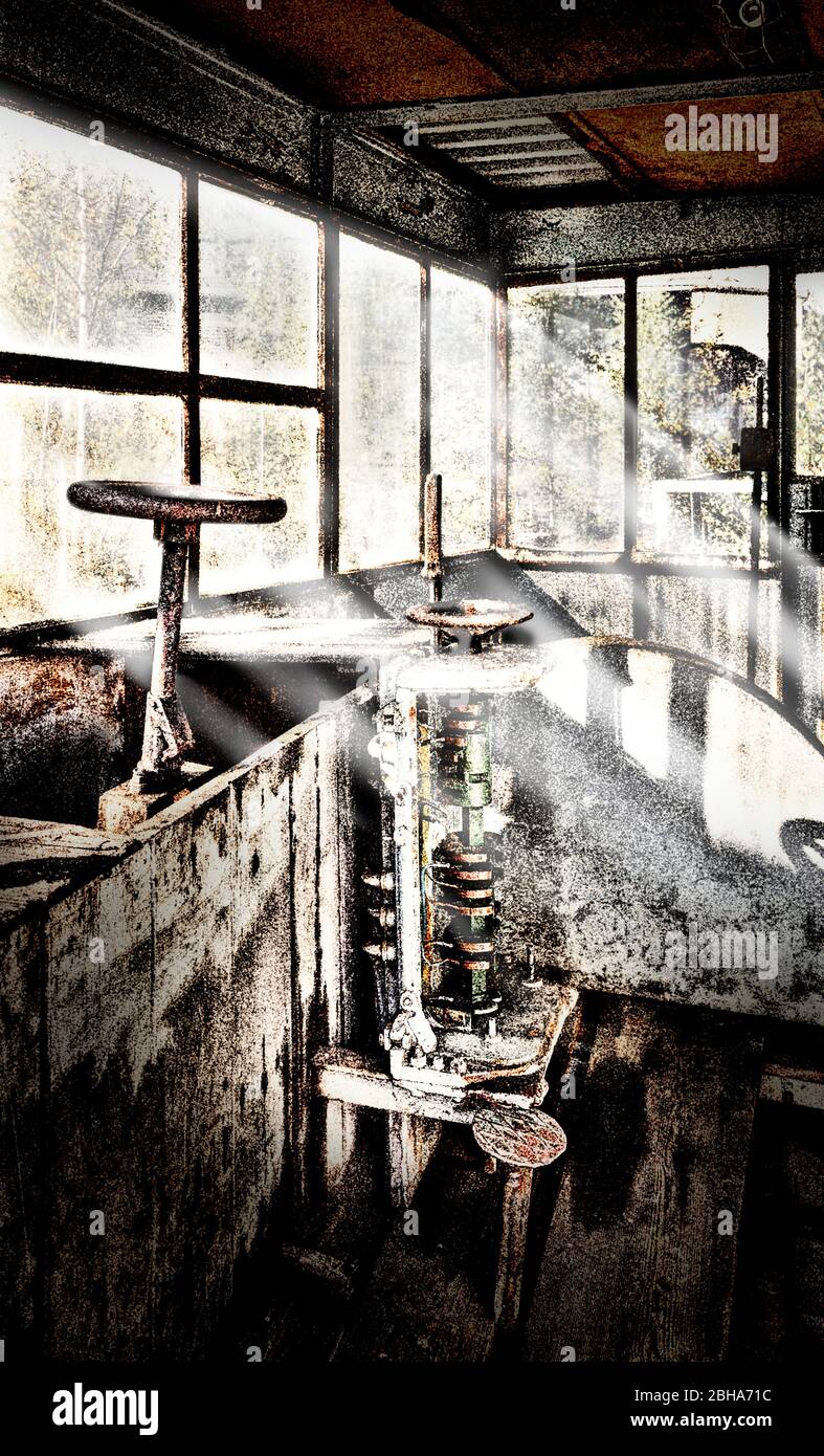 Innenraum, Steuerräder, Pedal, Träger, [M], digital bearbeitet, RailArt Stockfoto