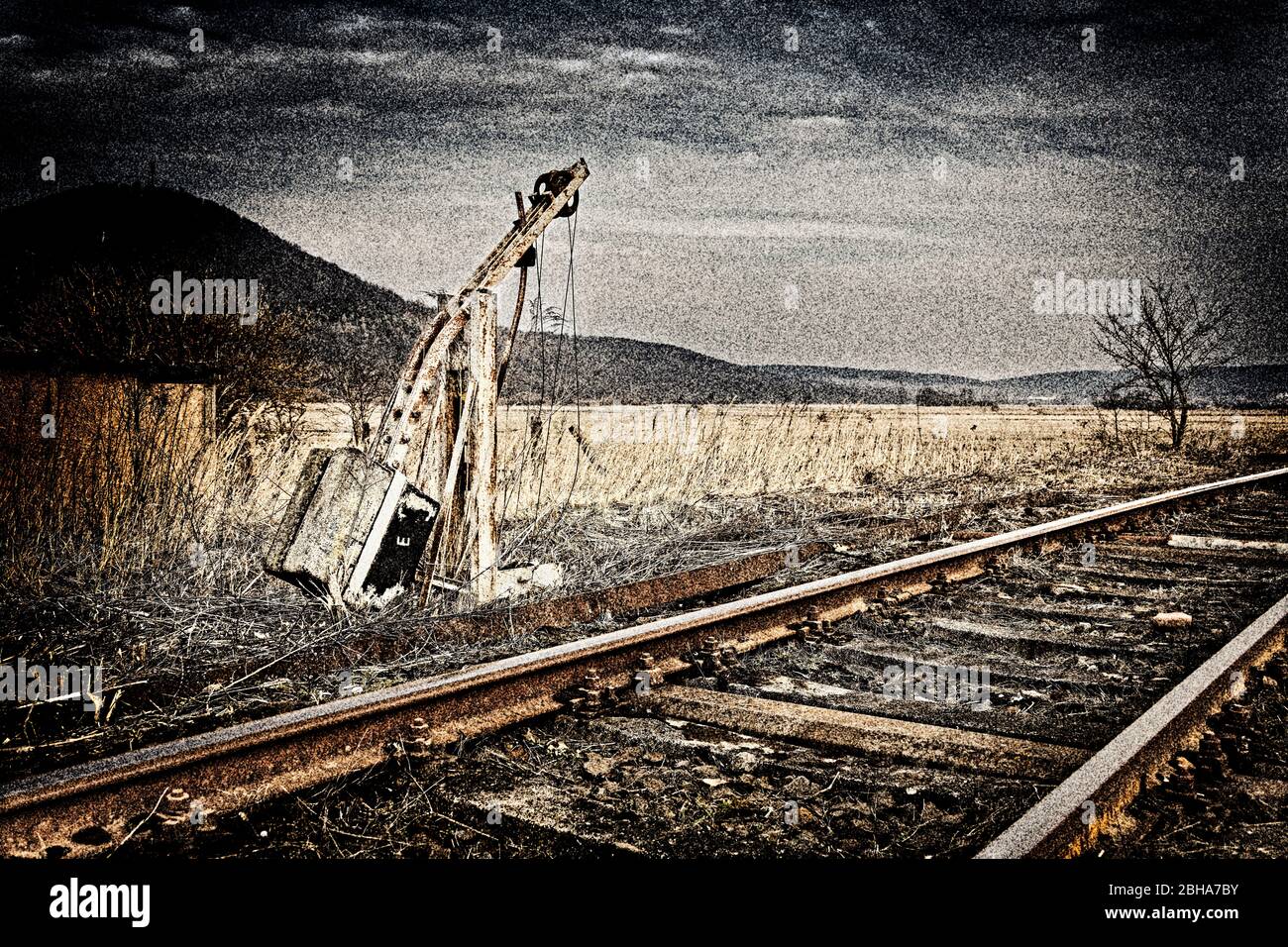Gleis, Spanner außer Betrieb, digital bearbeitet, RailArt Stockfoto
