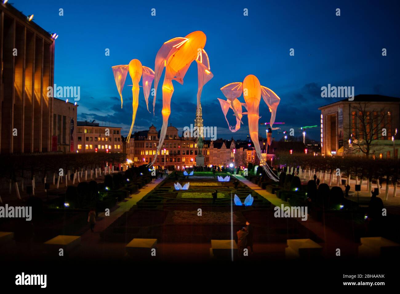 Helles Brüsseler Festival des Lichts. Les Luminéoles Porté par le vent. Brüssel Stock Reisefotos von Pep Masip / Alamy Stock Photography. Stockfoto