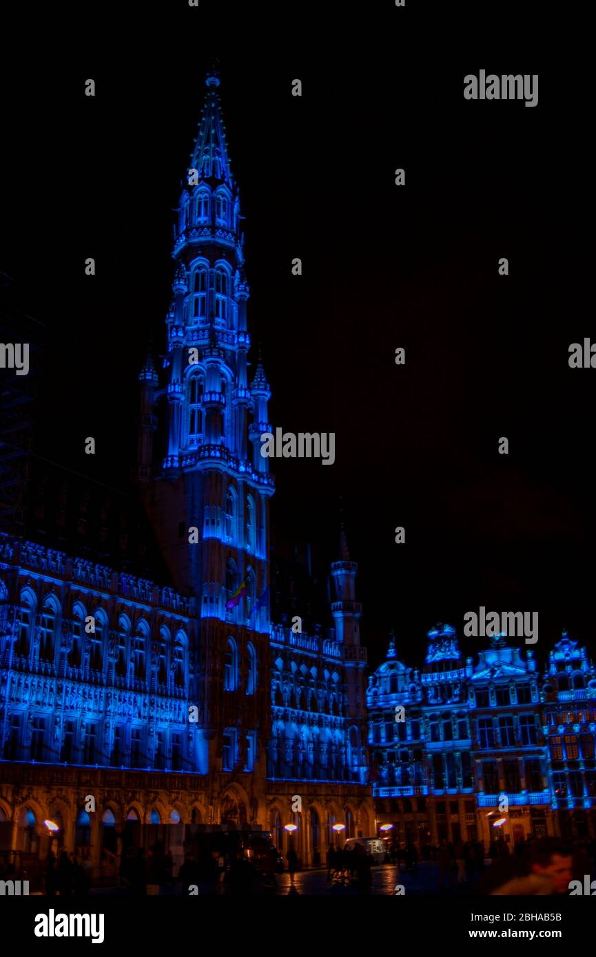 Helles Brüsseler Festival des Lichts. Beleuchtung des Grand Place Brüssel. Brüssel Stock Reisefotos von Pep Masip / Alamy Stock Photography. Stockfoto