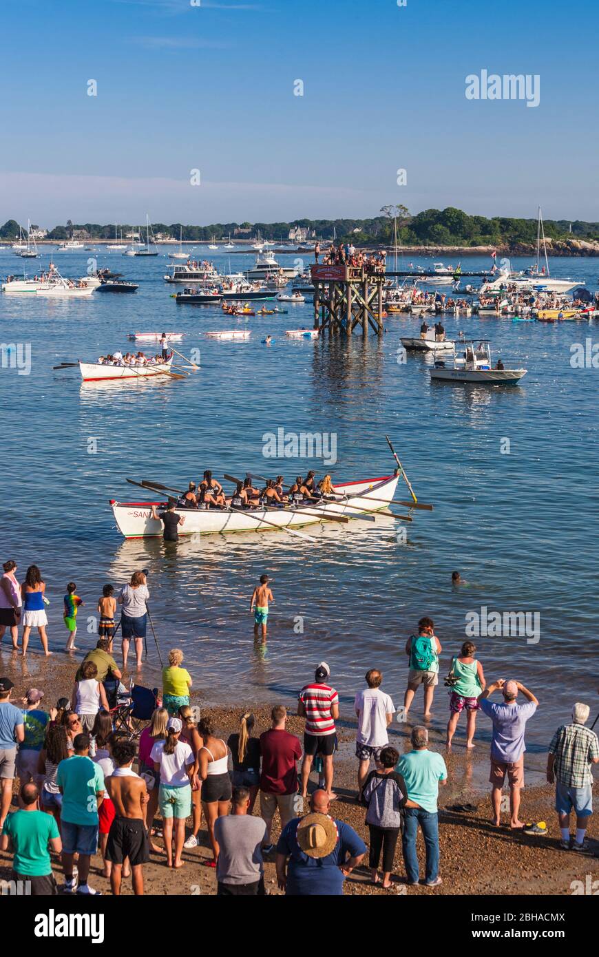 USA, New England, Massachusetts, Cape Ann, Gloucester, Saint Peters Fiesta, Traditional Italian Fishing Community Festival, seine Boat Rudern Wettbewerb, NR Stockfoto