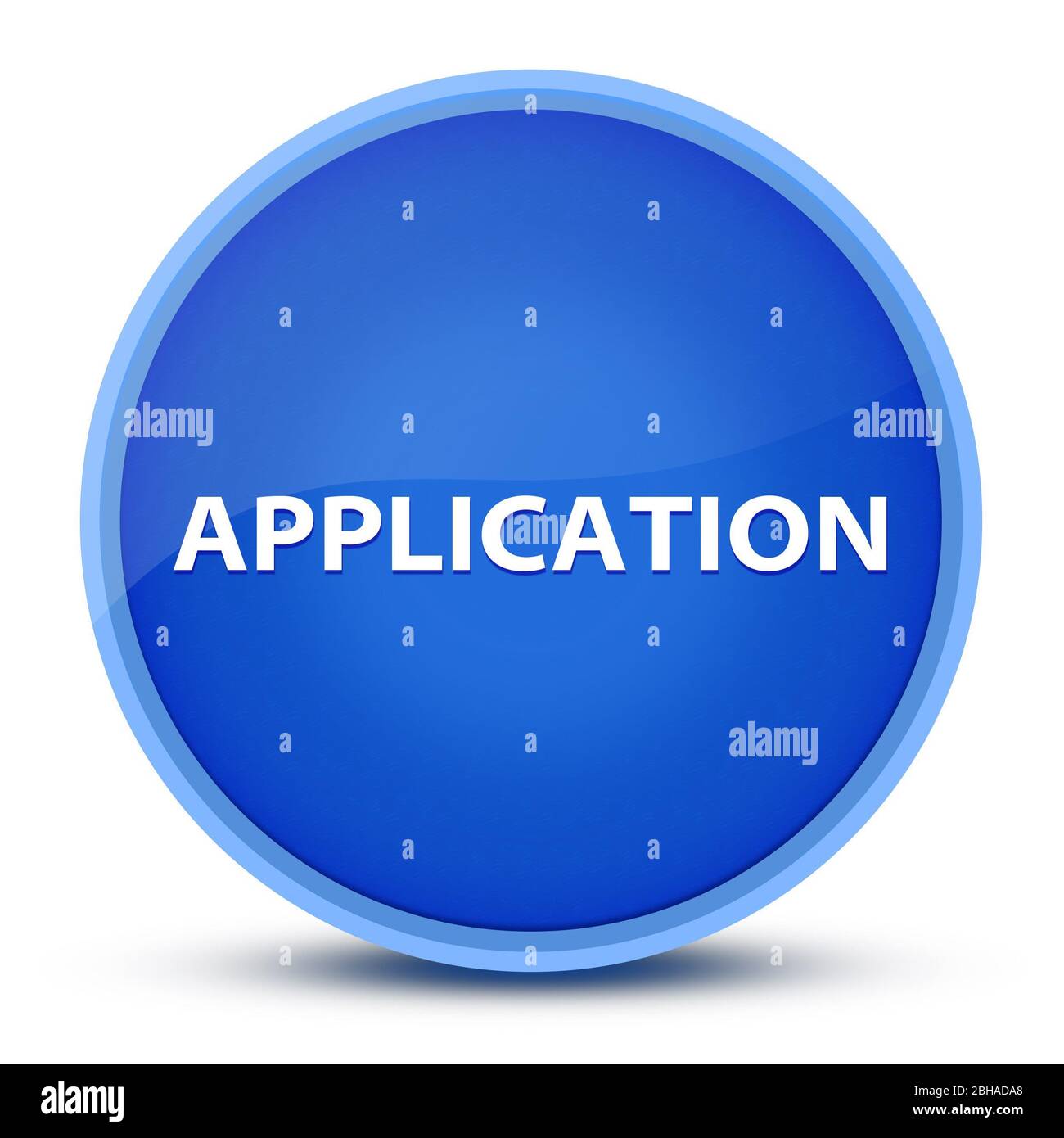 Anwendung isoliert auf spezielle blaue runde Taste abstrakte Illustration Stockfoto