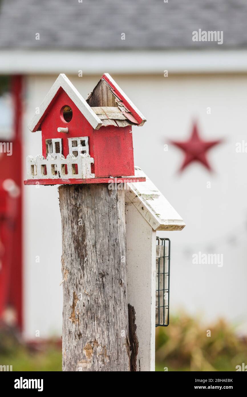 Kanada, New Brunswick, Kennebecasis River Valley, Smiths Creek, birdhouses Stockfoto