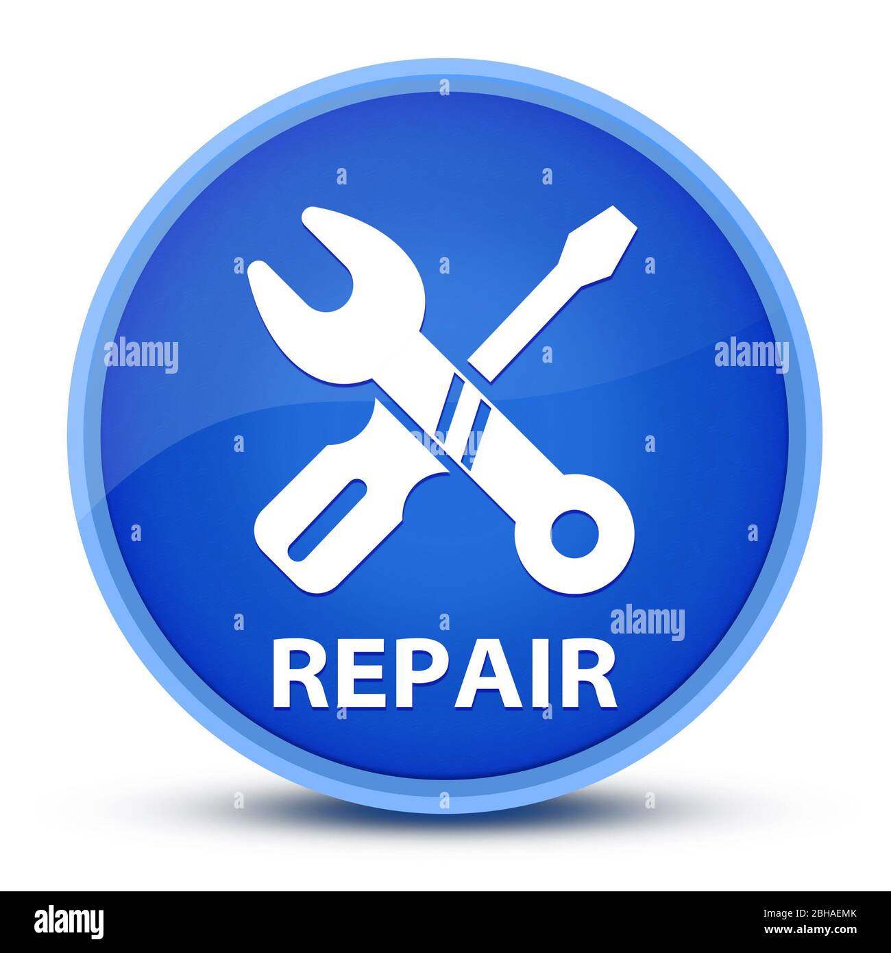 Reparatur-Symbol isoliert auf spezielle blaue runde Taste abstrakte Illustration Stockfoto