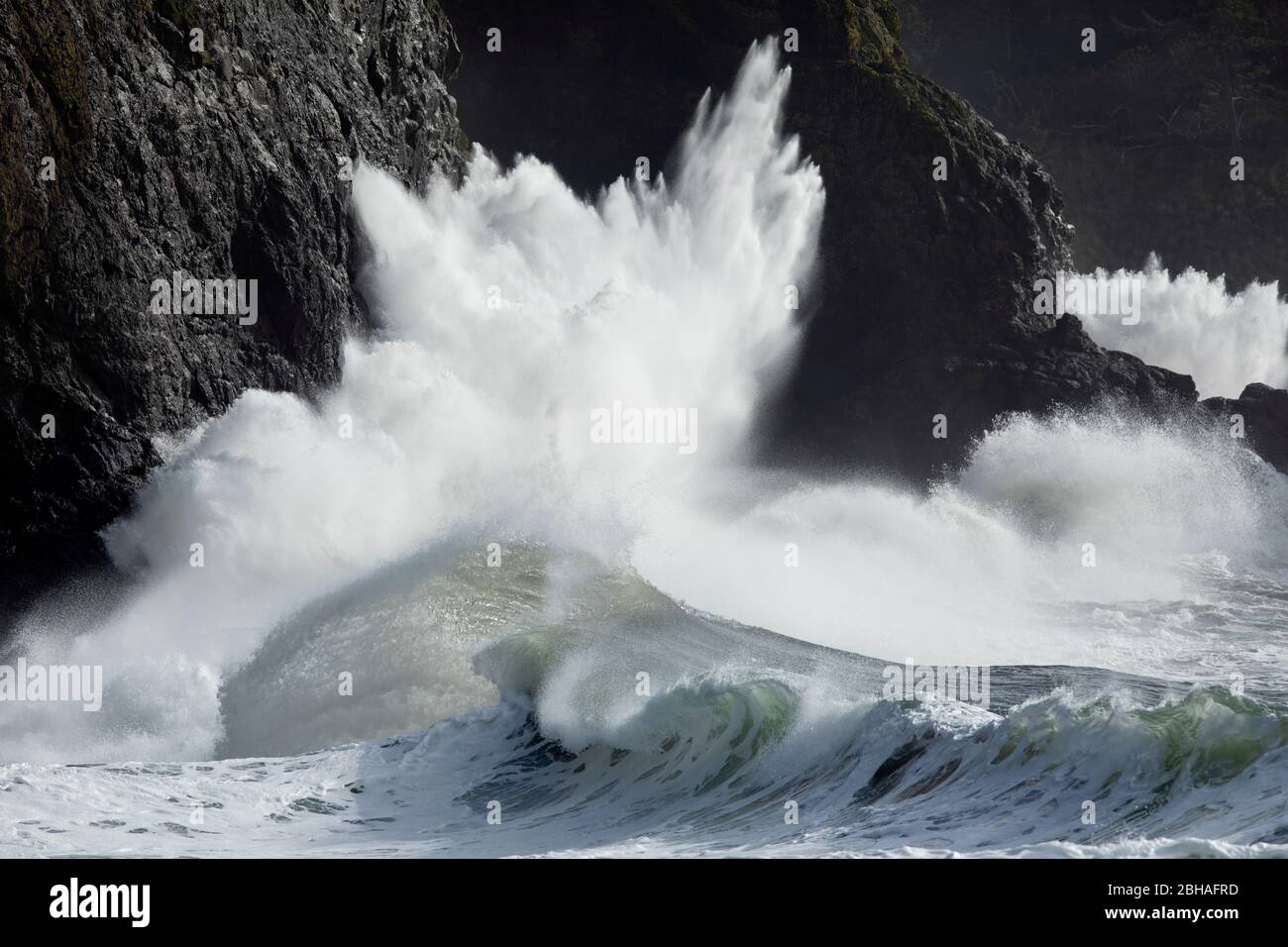 Crashing Waves, Cape Disappointment State Park, Washington, USA Stockfoto