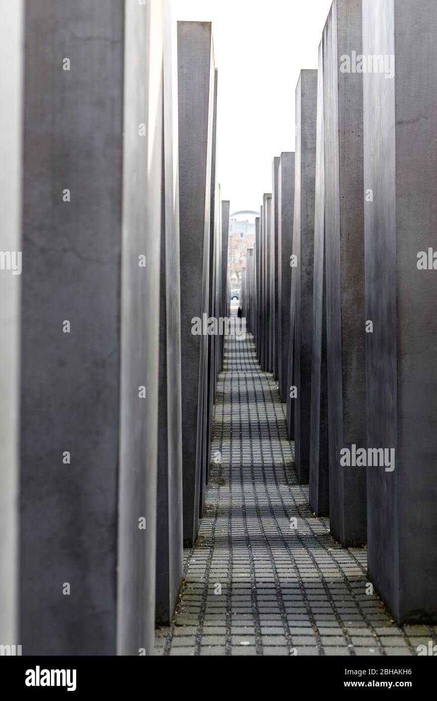 Denkmal für die ermordeten Juden Europa - Denkmal für den Völkermord in Berlin - nur zur redaktionellen Verwendung. Stockfoto