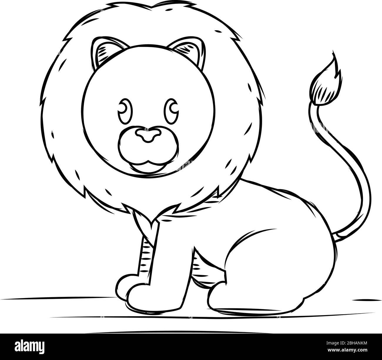 Cartoon eines niedlichen Löwen Skizze Stock Vektor