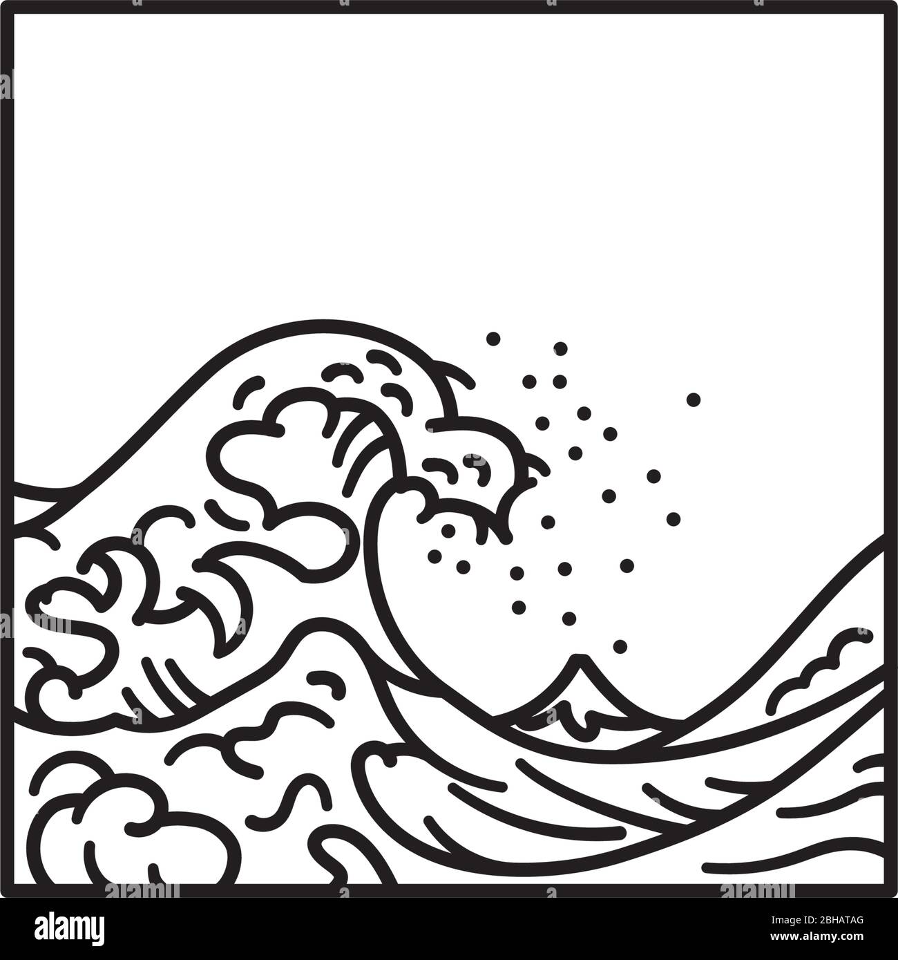 Great Wave Off Kanagawa, Meisterwerk von Hokusai Vektor-Linie-Symbol Stock Vektor
