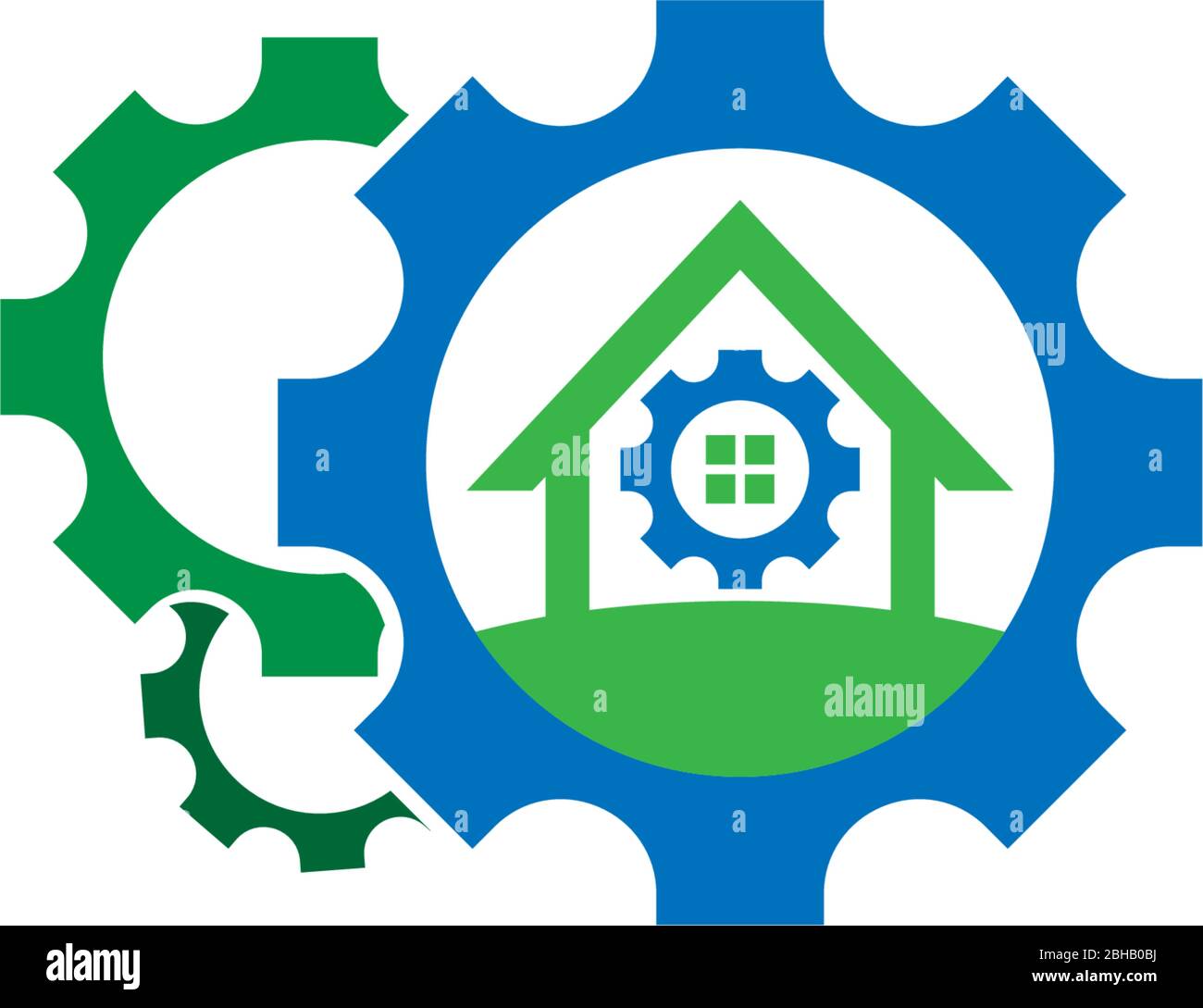 Kombination von Ausrüstung und Eigentum Logo Symbol illustriert Stock Vektor