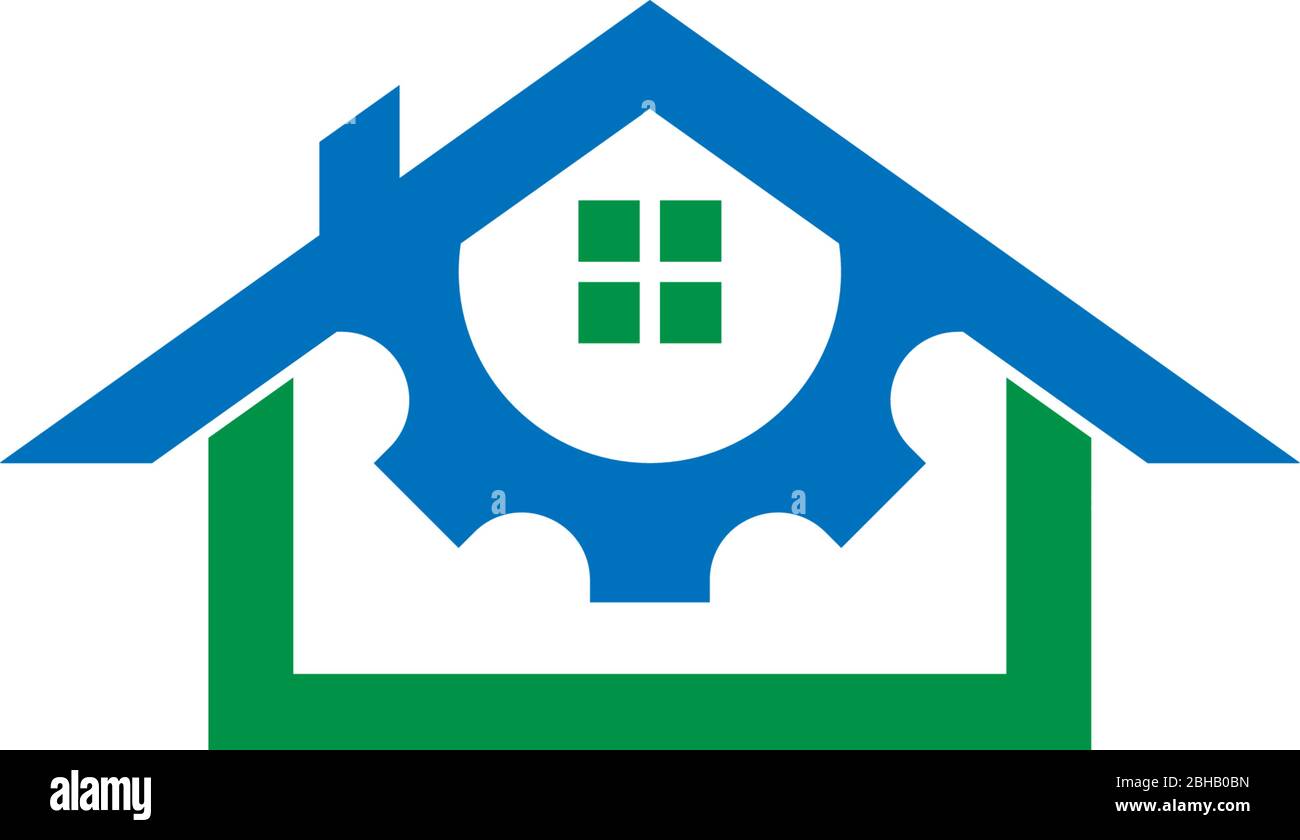 Kombination von Ausrüstung und Eigentum Logo Symbol illustriert Stock Vektor