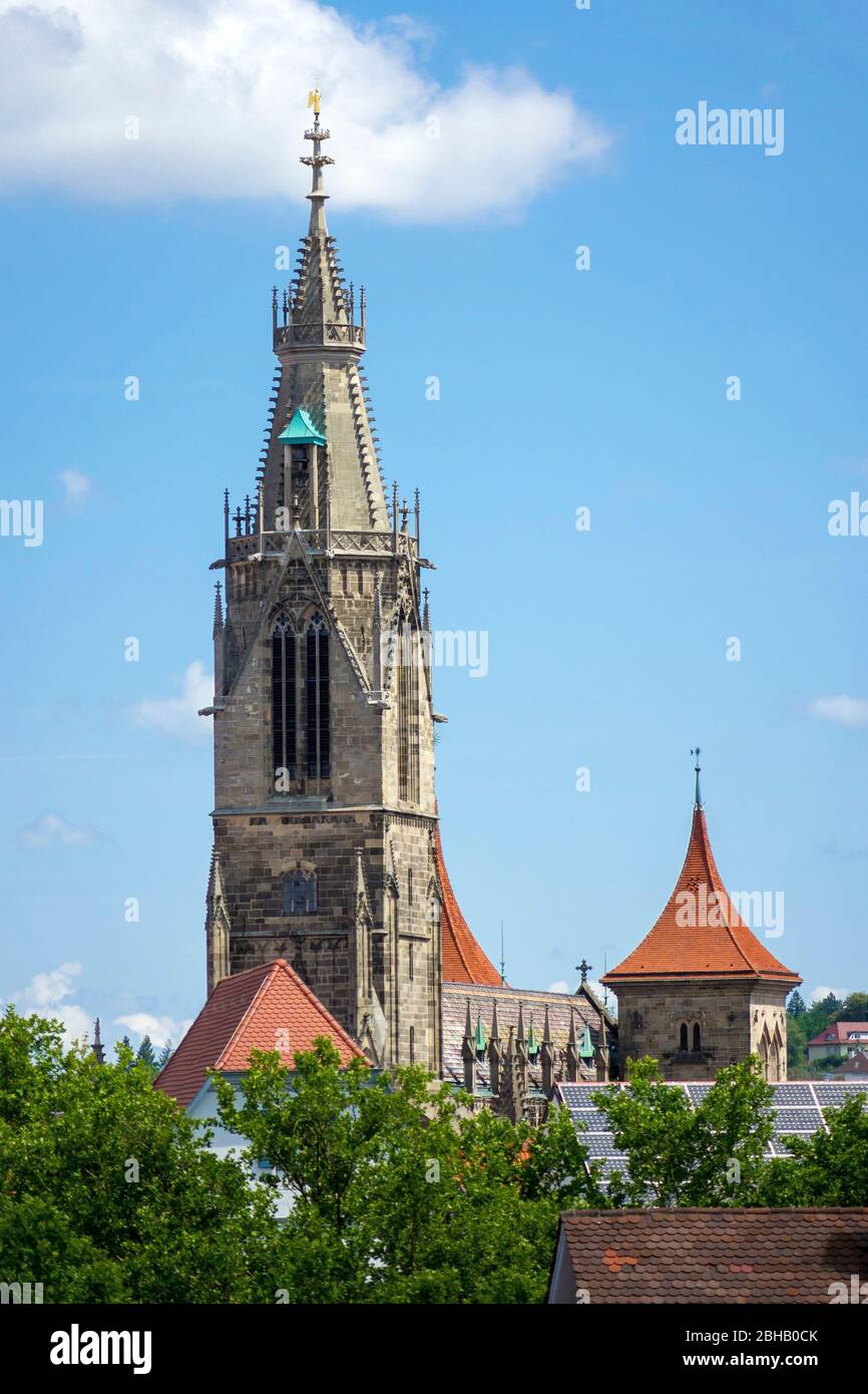 Deutschland, Baden-Württemberg, Reutlingen, Marienkirche, Westturm, Blick von Südwesten Stockfoto