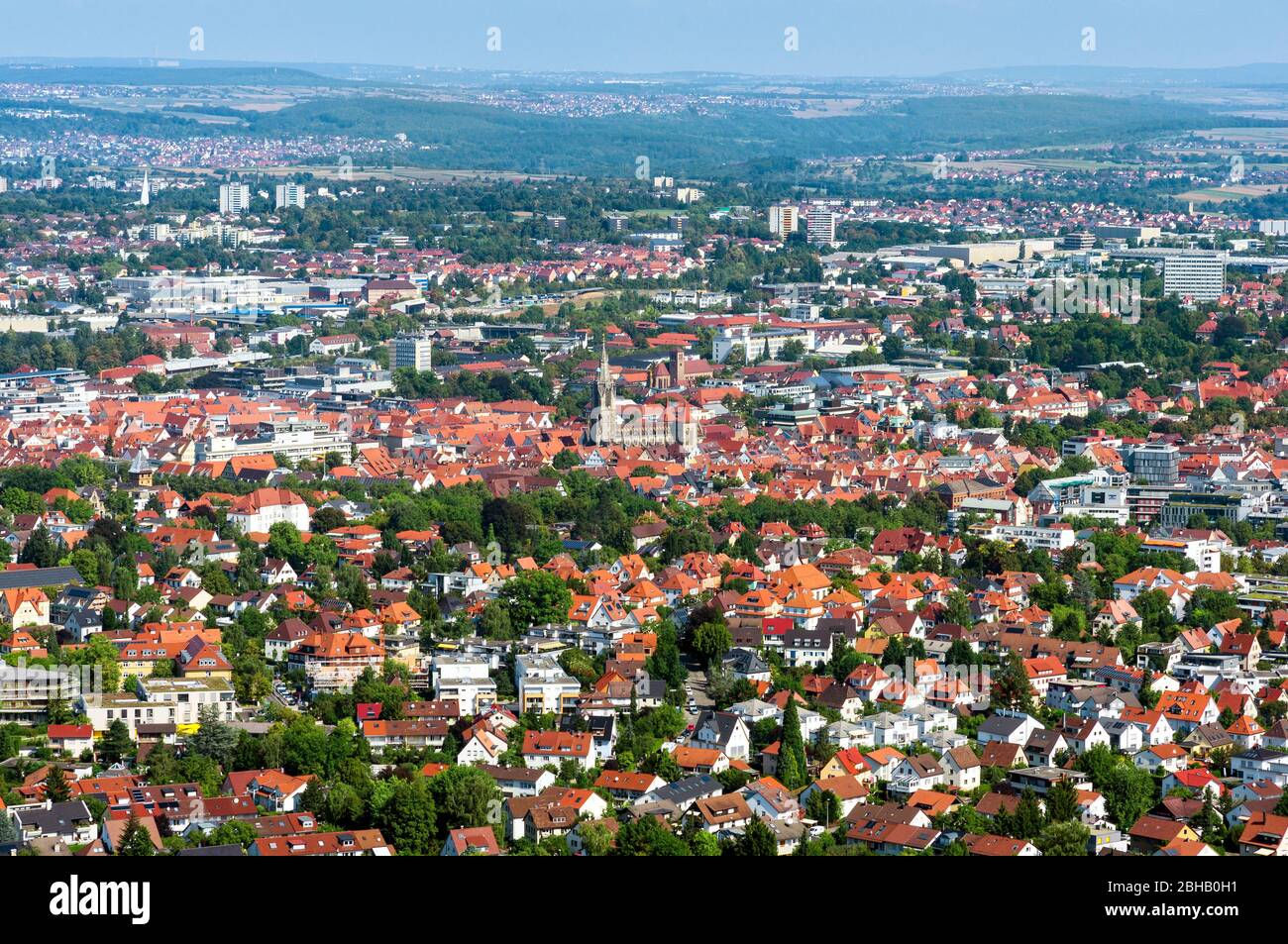 Deutschland, Baden-Württemberg, Reutlingen, Blick vom Georgenberg über die Stadt Stockfoto