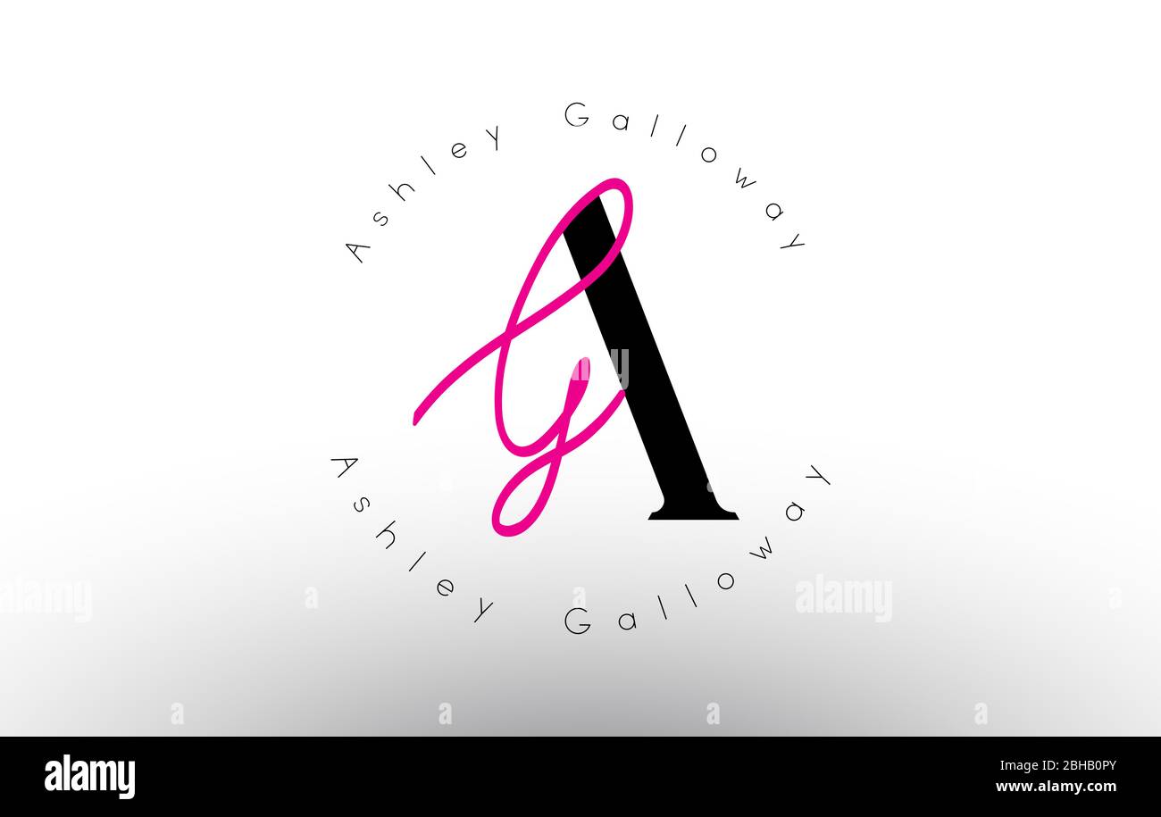 Letter AG Unterschrift minimalistisches Monogramm Vektor-Logo. Einfaches AG-Symbol mit kreisförmiges Namensmuster. Kreative handgeschriebene Vektor Illustration mit Brief Stock Vektor