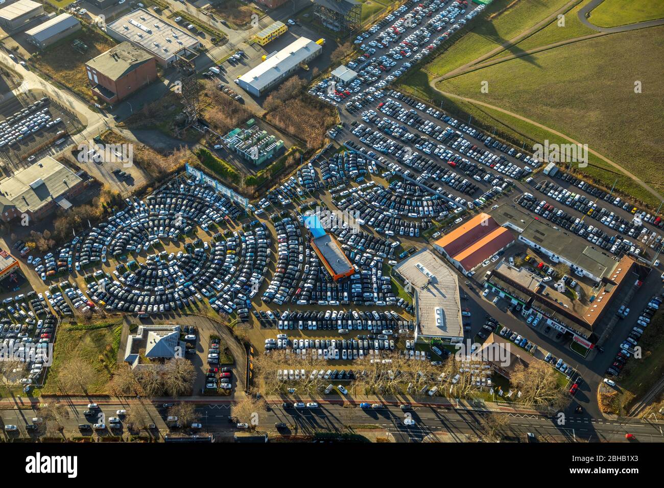 Luftaufnahme, ehemaliges Bergwerk Industriegebiet Radbod, Hamm, Ruhrgebiet, Nordrhein-Westfalen, Deutschland Stockfoto