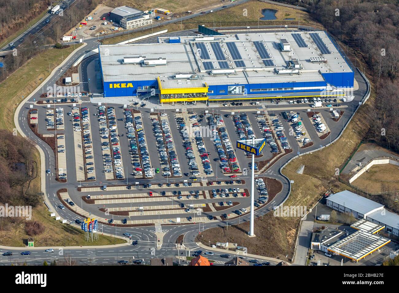 Luftbild, IKEA-Einrichtungshaus, Möbeldiscounter, Sprockhövel Haßlinghausen, Bergisches Land, Wuppertal, Nordrhein-Westfalen, Deutschland Stockfoto