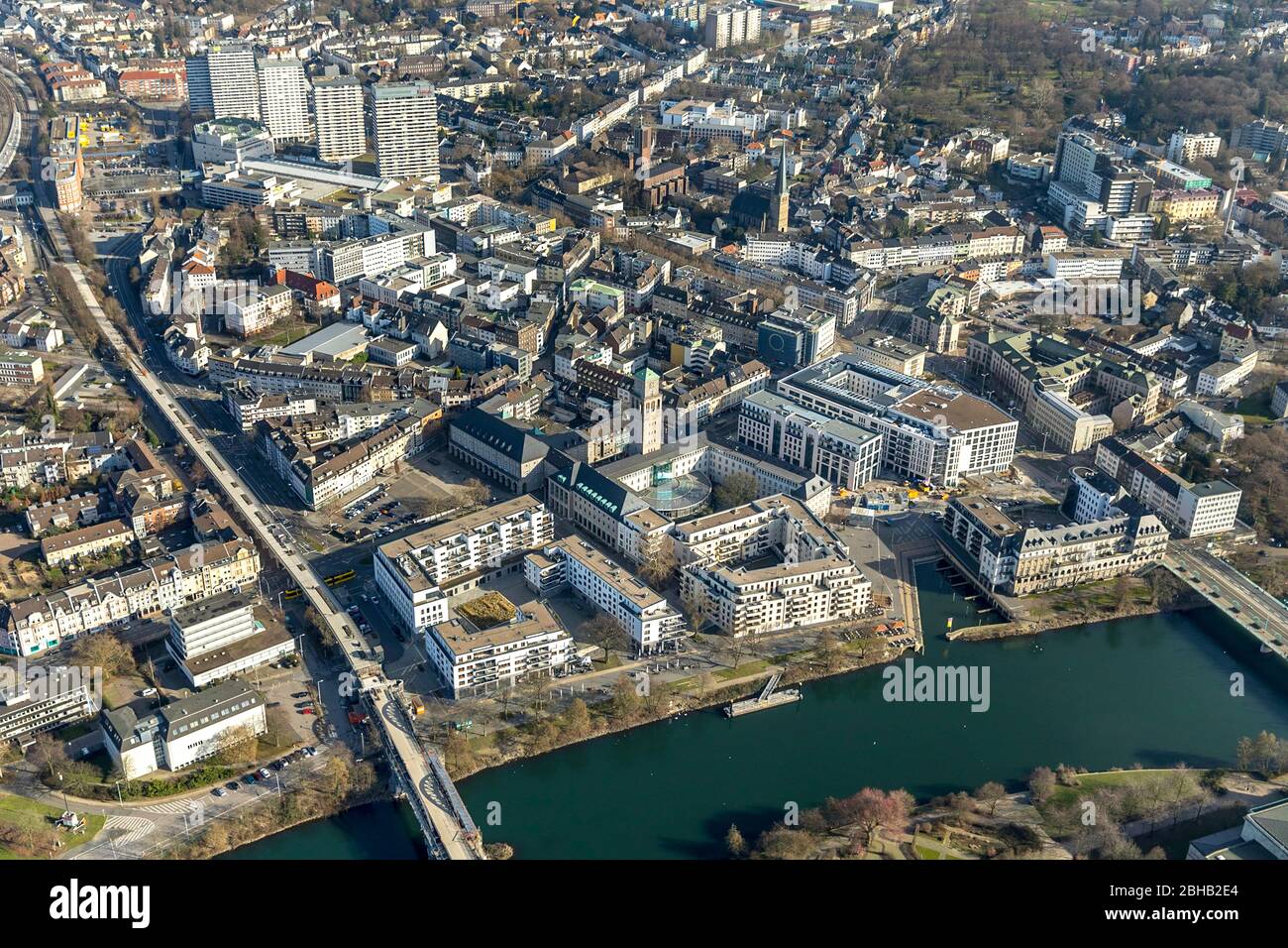 Luftbild, Stadtquartier Schlossstraße, Mühlheim an der Ruhr, Ruhrgebiet, Nordrhein-Westfalen, Deutschland Stockfoto