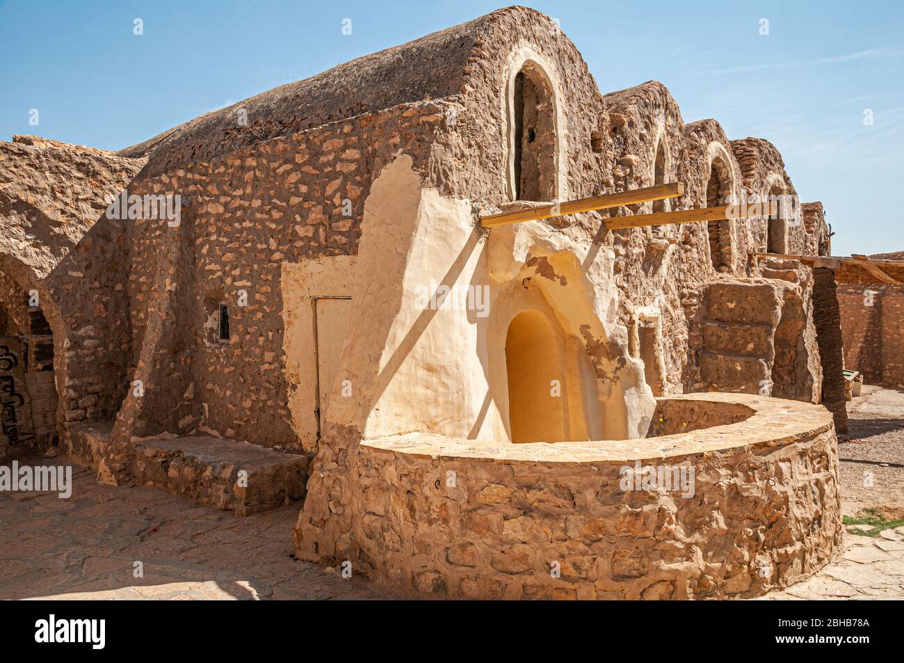 Kornspeicher eines befestigten Dorfes, bekannt als Ksar, Ksar Ouled Soltane, Tunesien Stockfoto