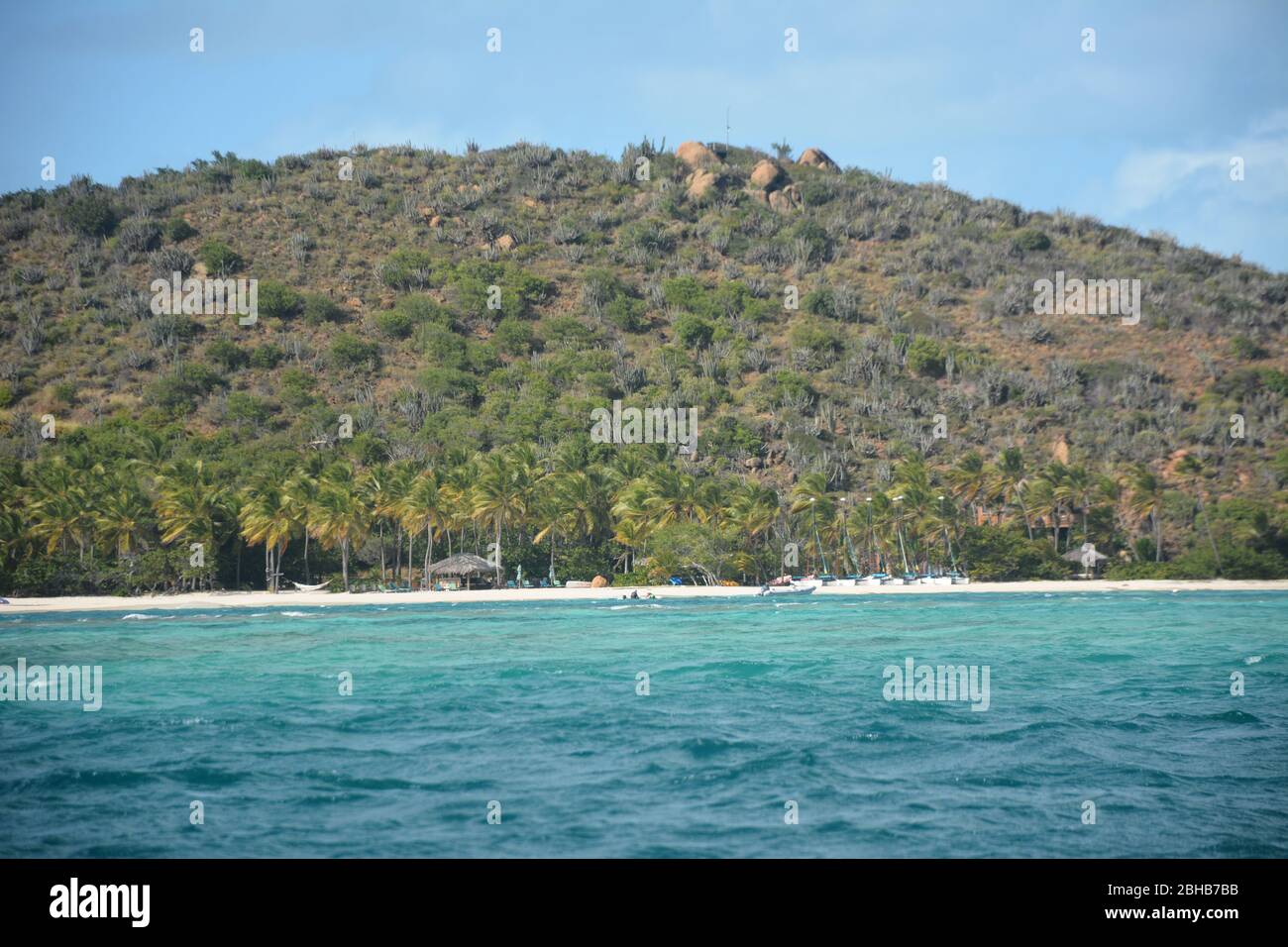 Eustatia Island, Britische Jungferninseln, eine private Insel zur Miete. Stockfoto