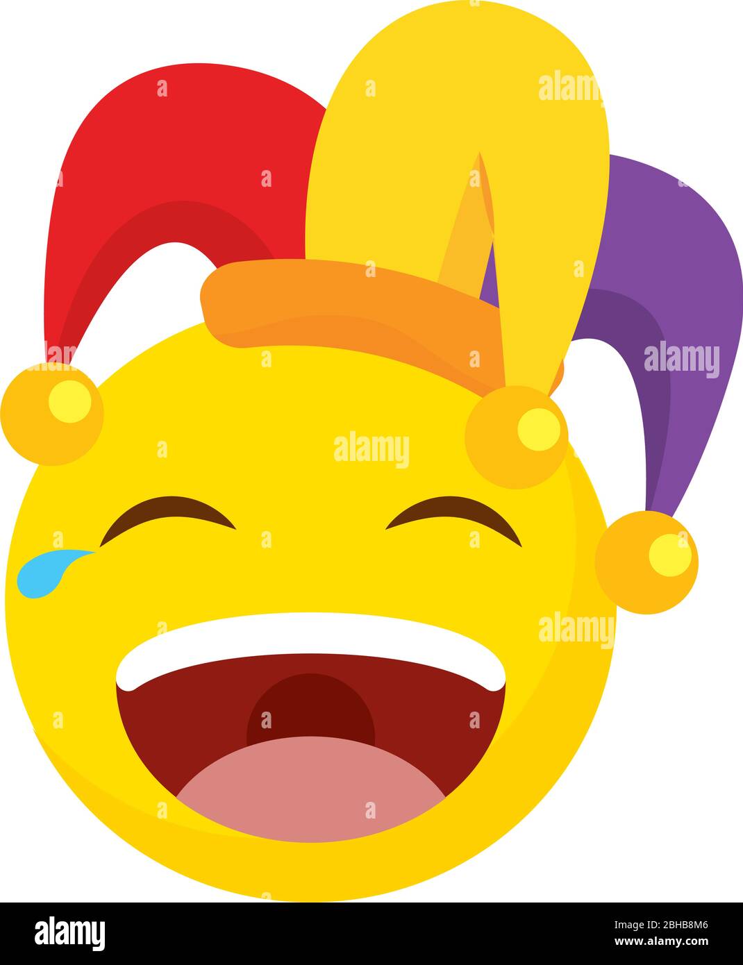 Hapy Emoji mit einem Harlekin Hut Stock Vektor