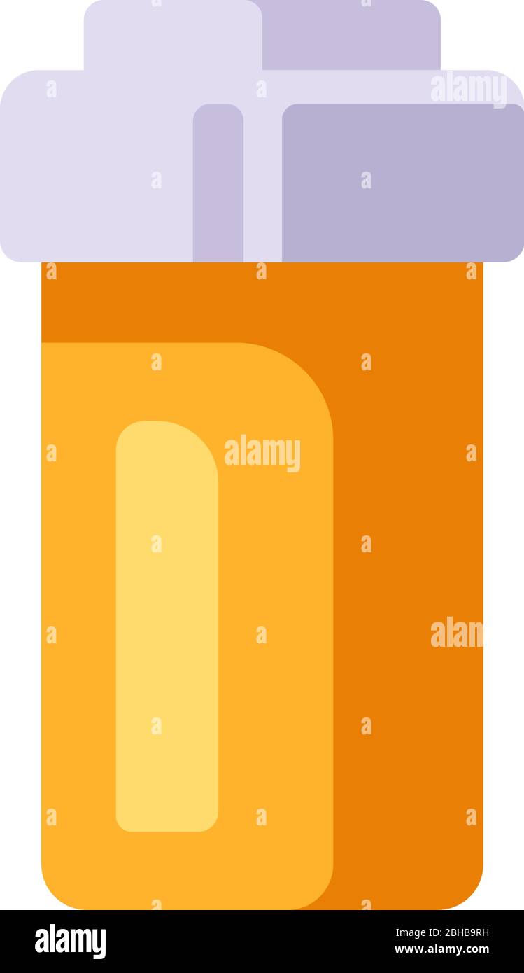 Orange Kunststoff Medizin Flasche Vektor Illustration. Flaches Symbol für das Gesundheitswesen Stock Vektor