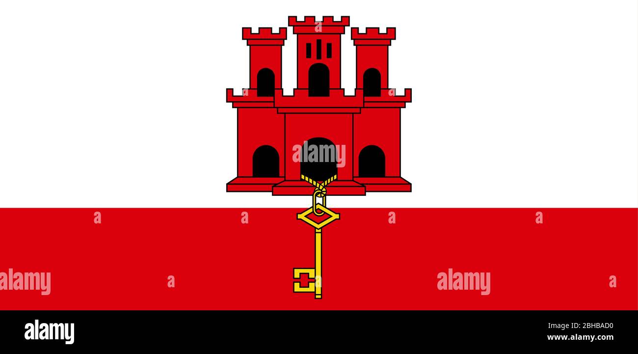 Flagge von Gibraltar, Nahaufnahme Stock Vektor