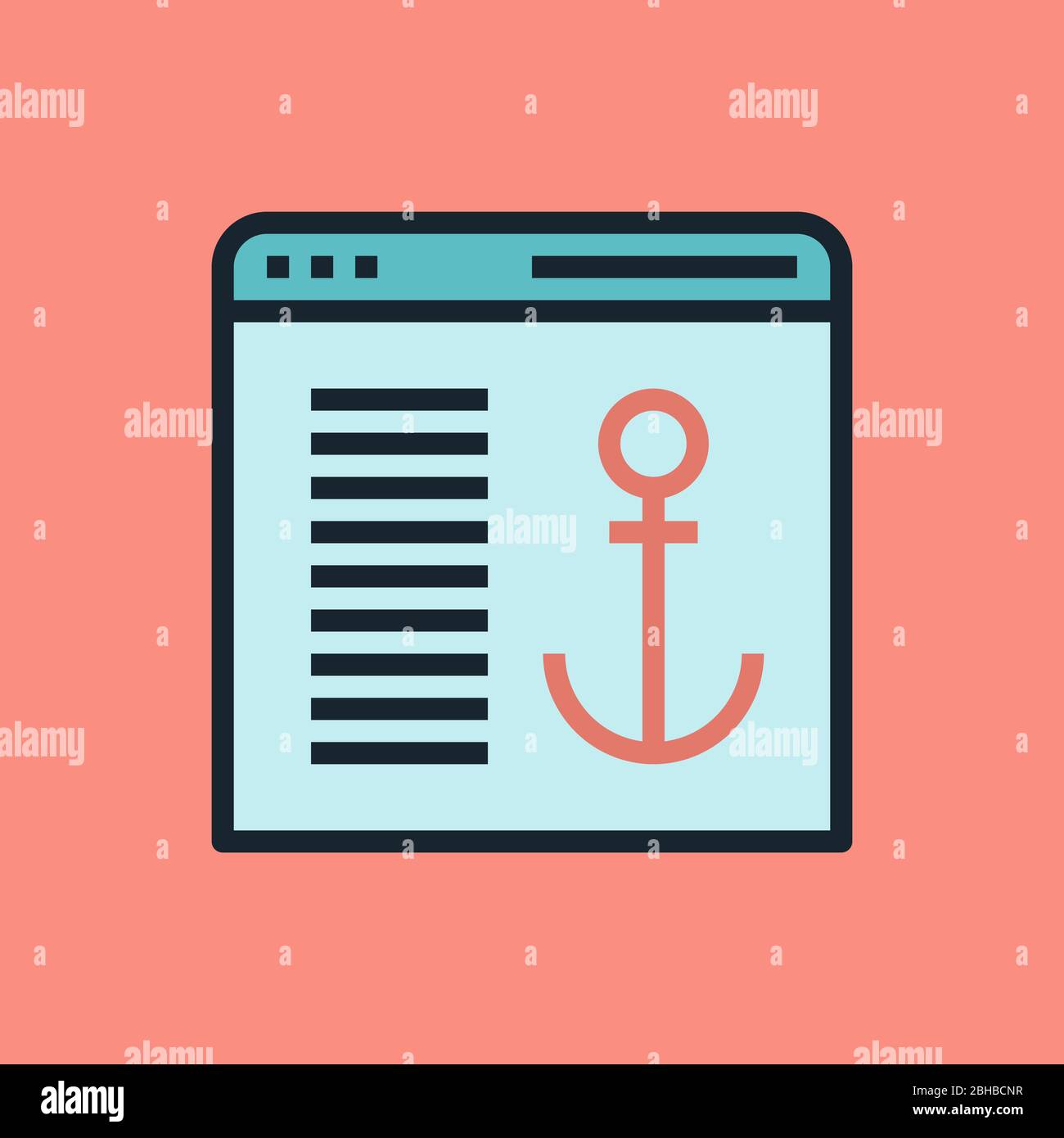 Ankertext. Digitales Marketing Konzept Illustration, flaches Design linear Stil Banner. Stock Vektor